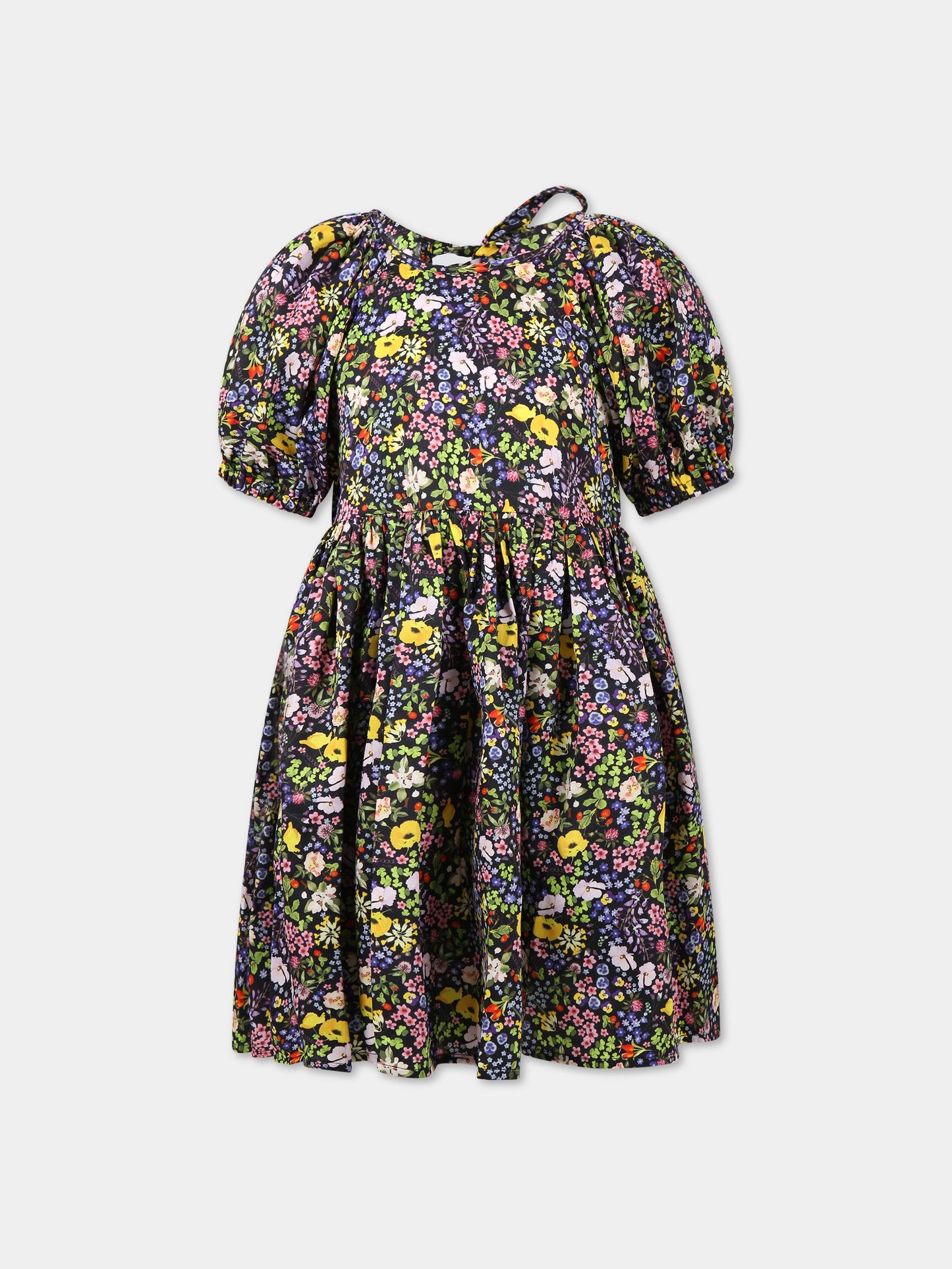 Vestito multicolor per bambina con stampa floreale e logo,Paade Mode,232500528