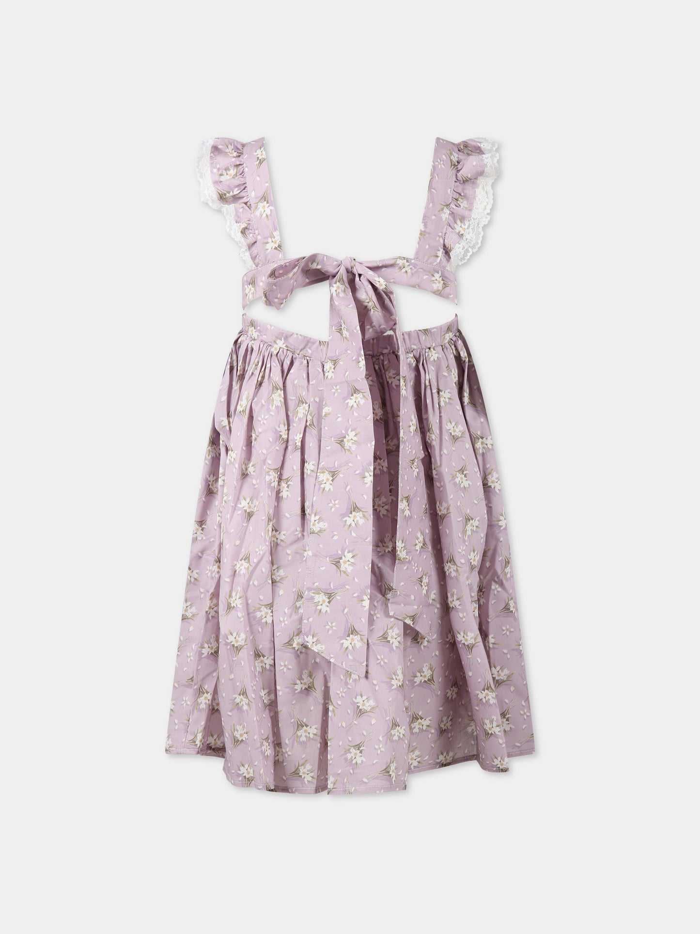 Vestito viola per bambina con stampa floreale,Paade Mode,232104420