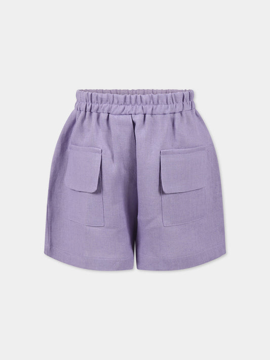 Shorts viola per bambina,Paade Mode,232170214