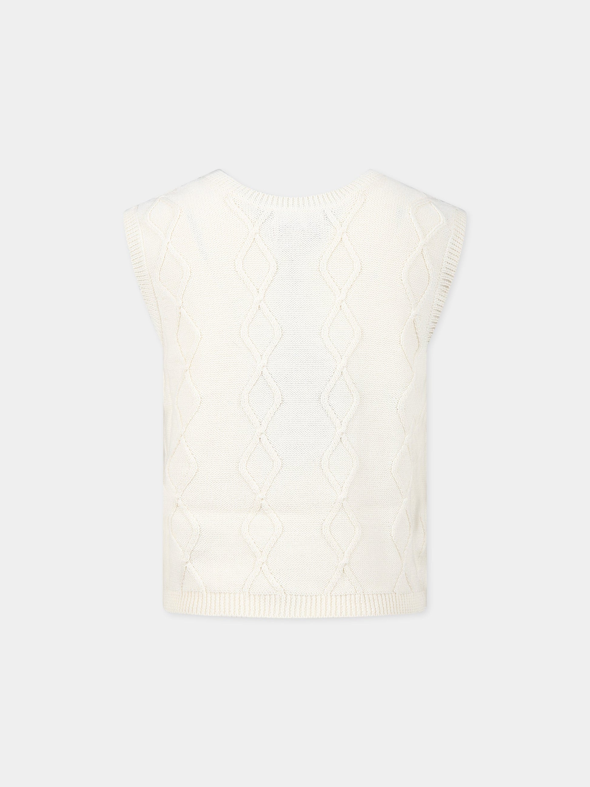 Gilet bianco per bambina con fiori,Coco Au Lait,14COCO2047