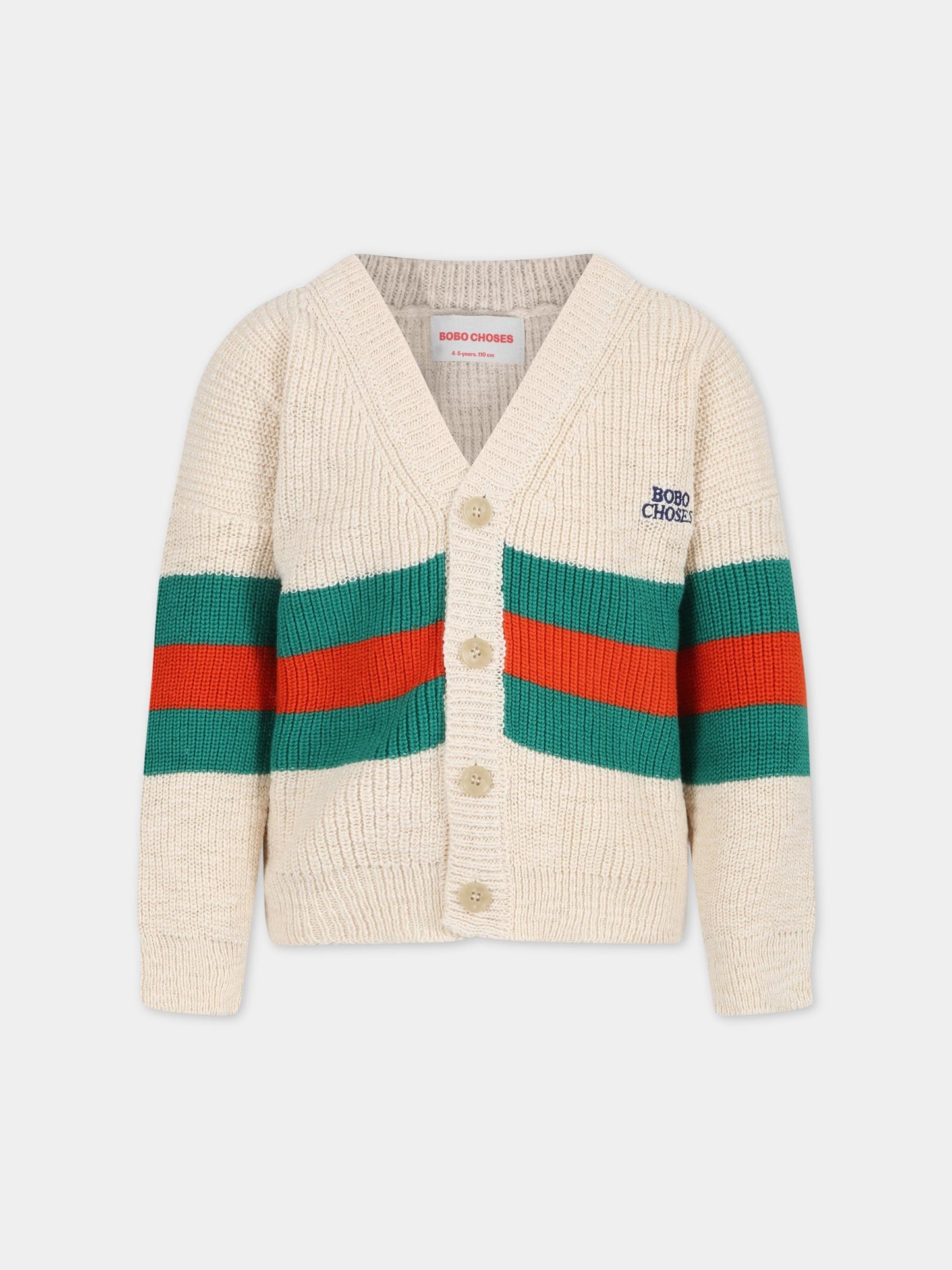 Cardigan avorio per bambino con logo ricamato,Bobo Choses,123AC134