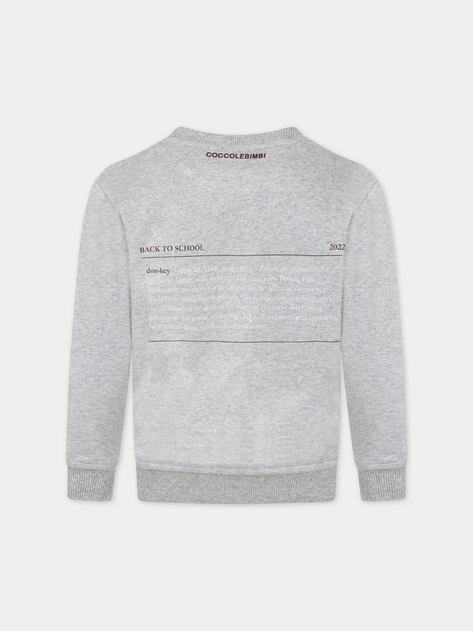 Felpa grigia  Back To School ,Coccolebimbi Bts,SWEATSHIRT GRAY