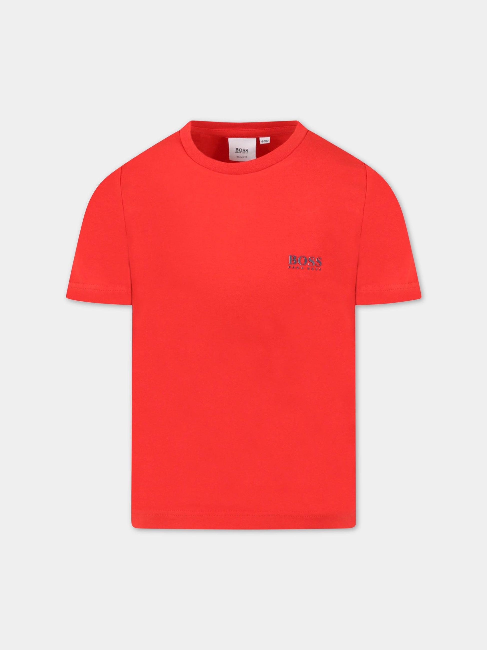 T-shirt rossa per bambino con logo,Hugo Boss,J25L53 97E