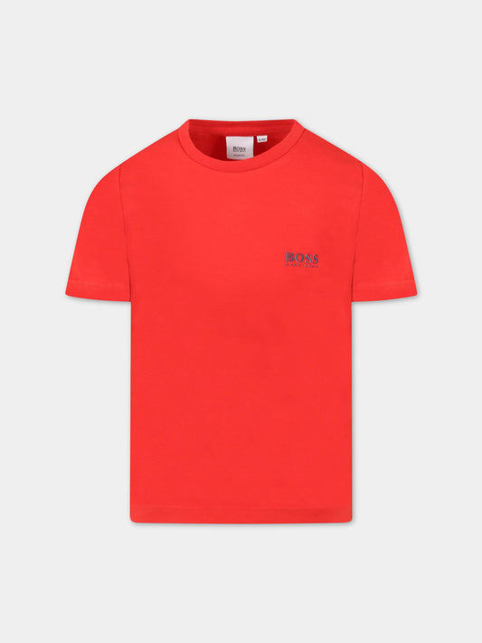 T-shirt rossa per bambino con logo,Hugo Boss,J25L53 97E