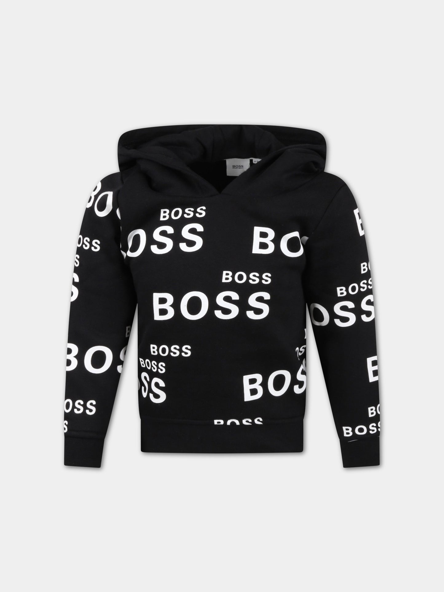 Felpa nera per bambino con loghi,Hugo Boss,J25L98 09B