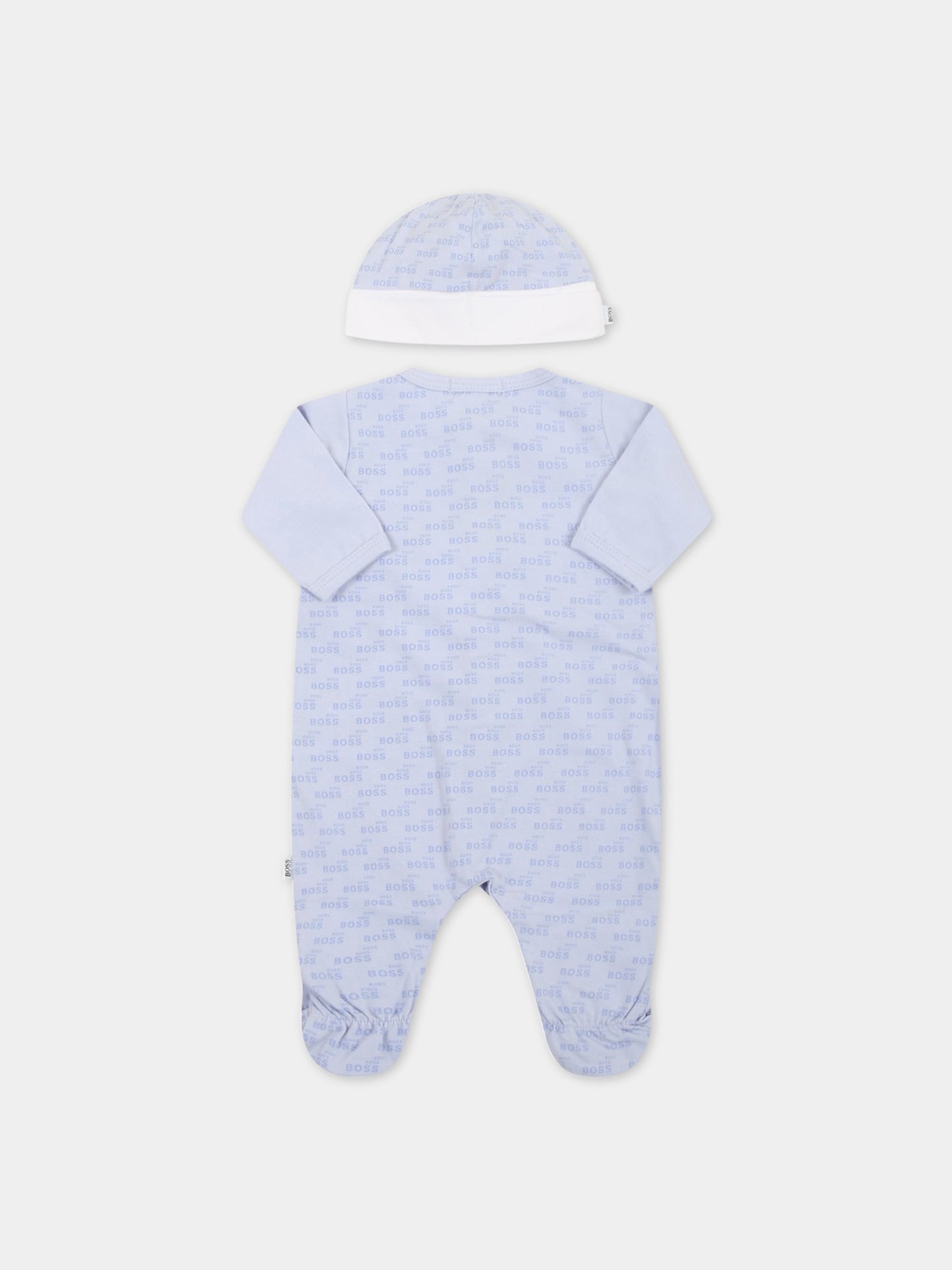 Set celeste per neonato con loghi,Hugo Boss,J98329 771