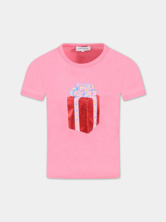 T-shirt rosa per bambina con pacco regalo,Little Marc Jacobs,W15590 49H