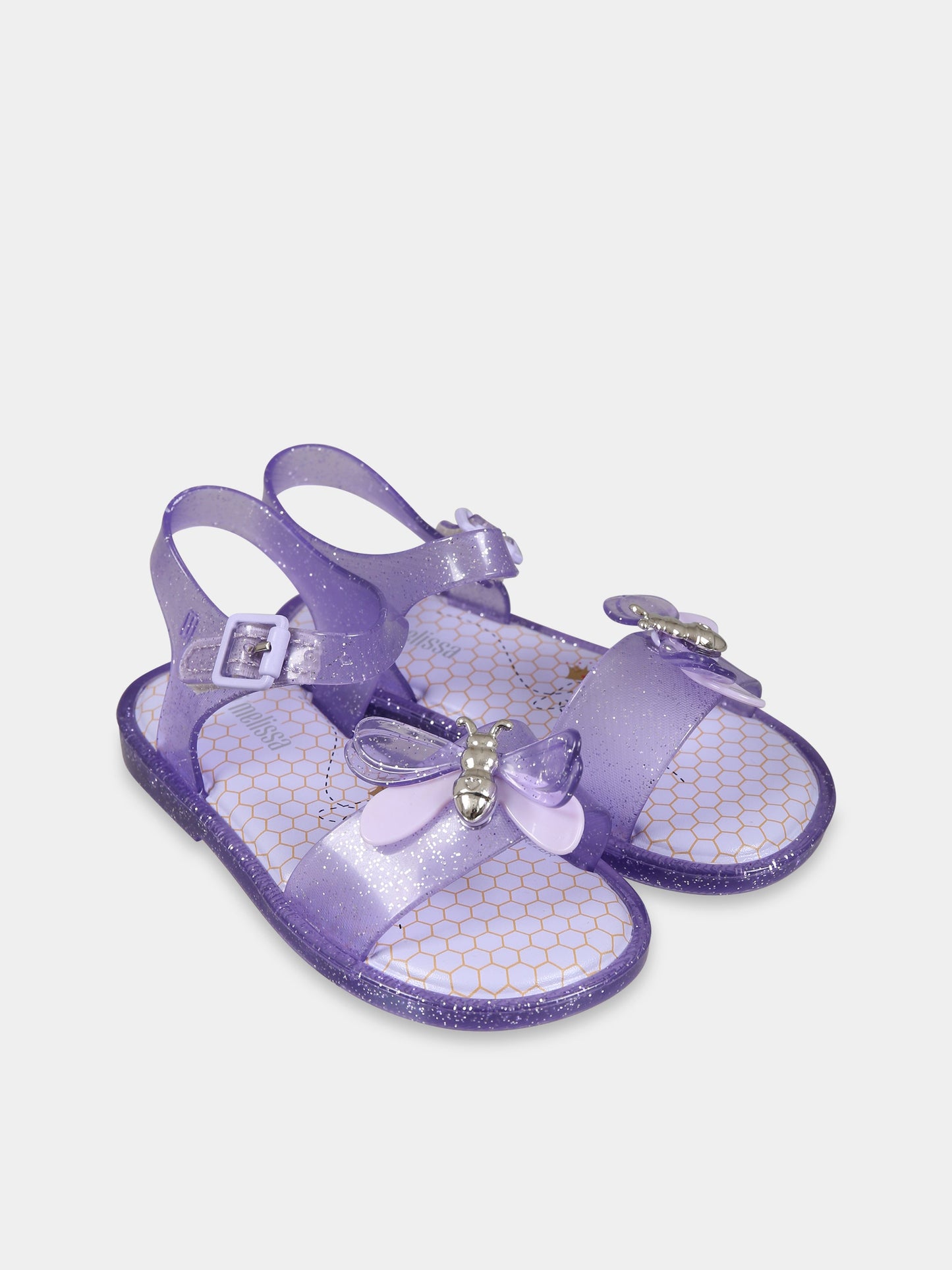 Sandali viola per bambina con farfalla e logo,Mini Melissa,33873 AK304 06411