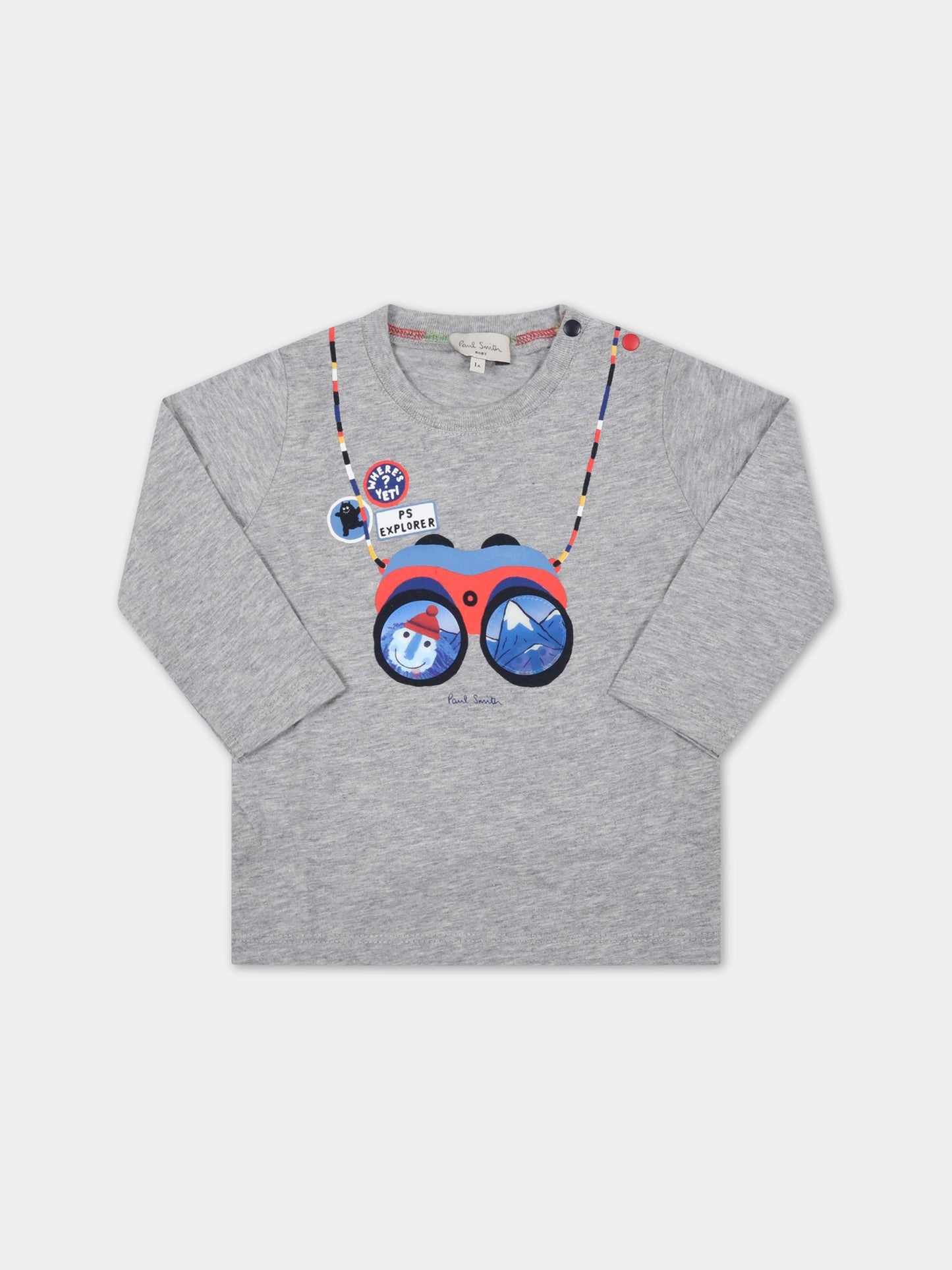 T-shirt grigia per neonato con stampa,Paul Smith Junior,P05069 A53