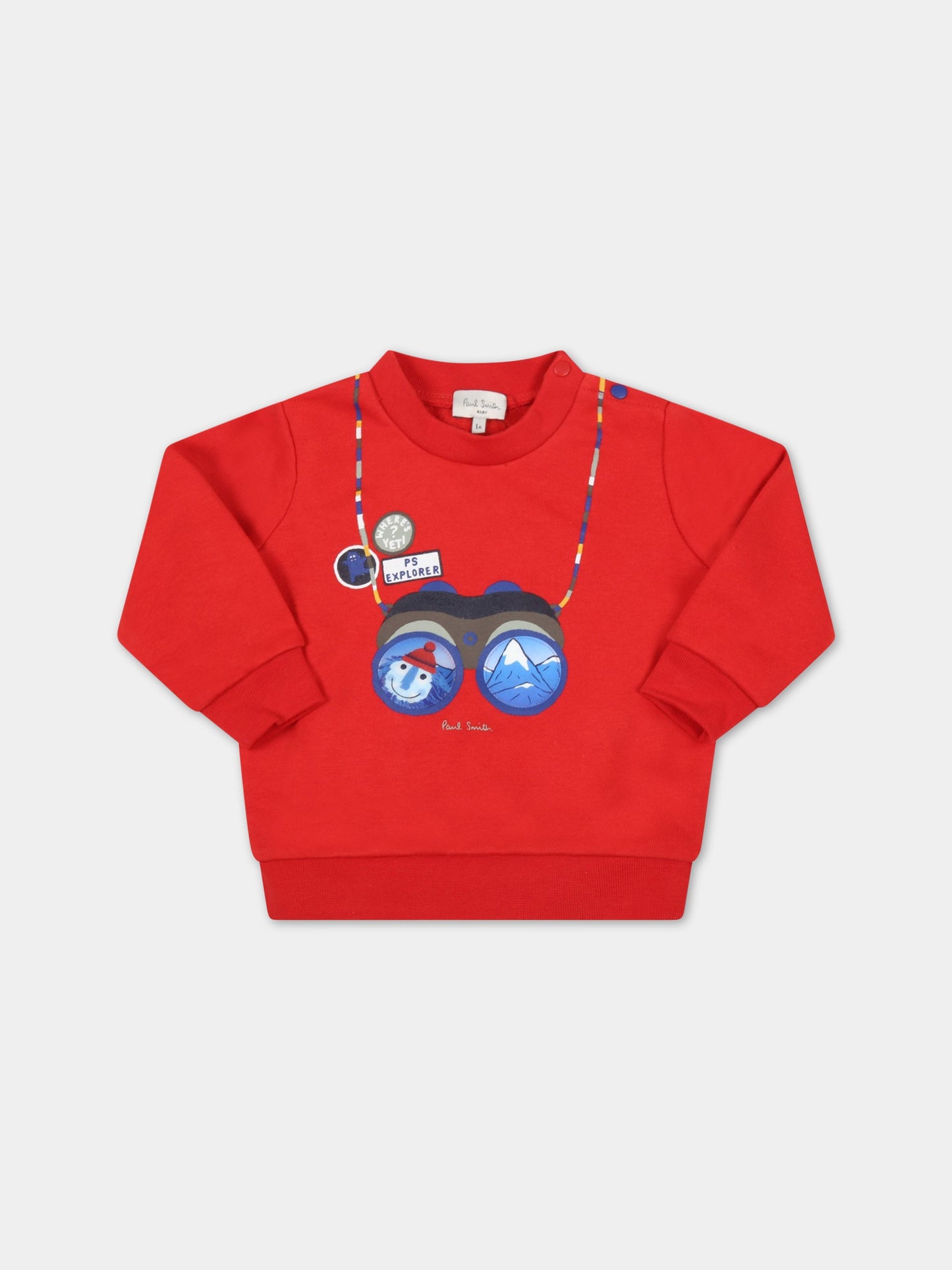 Felpa rossa per neonato con stampa,Paul Smith Junior,P05075 970
