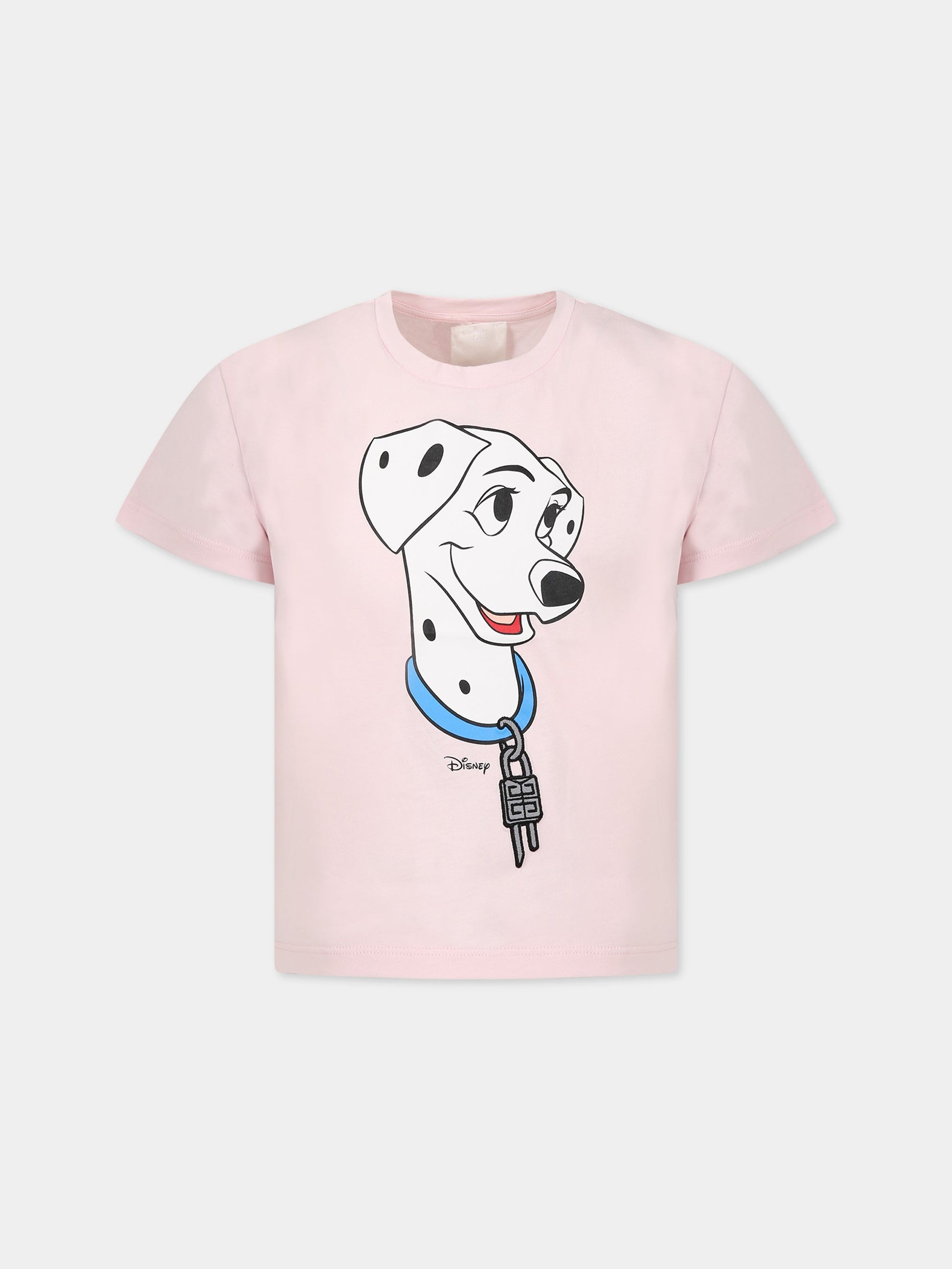 T-shirt rosa per bambina con stampa la carica dei 101 e logo,Givenchy Kids,H15328 44Z