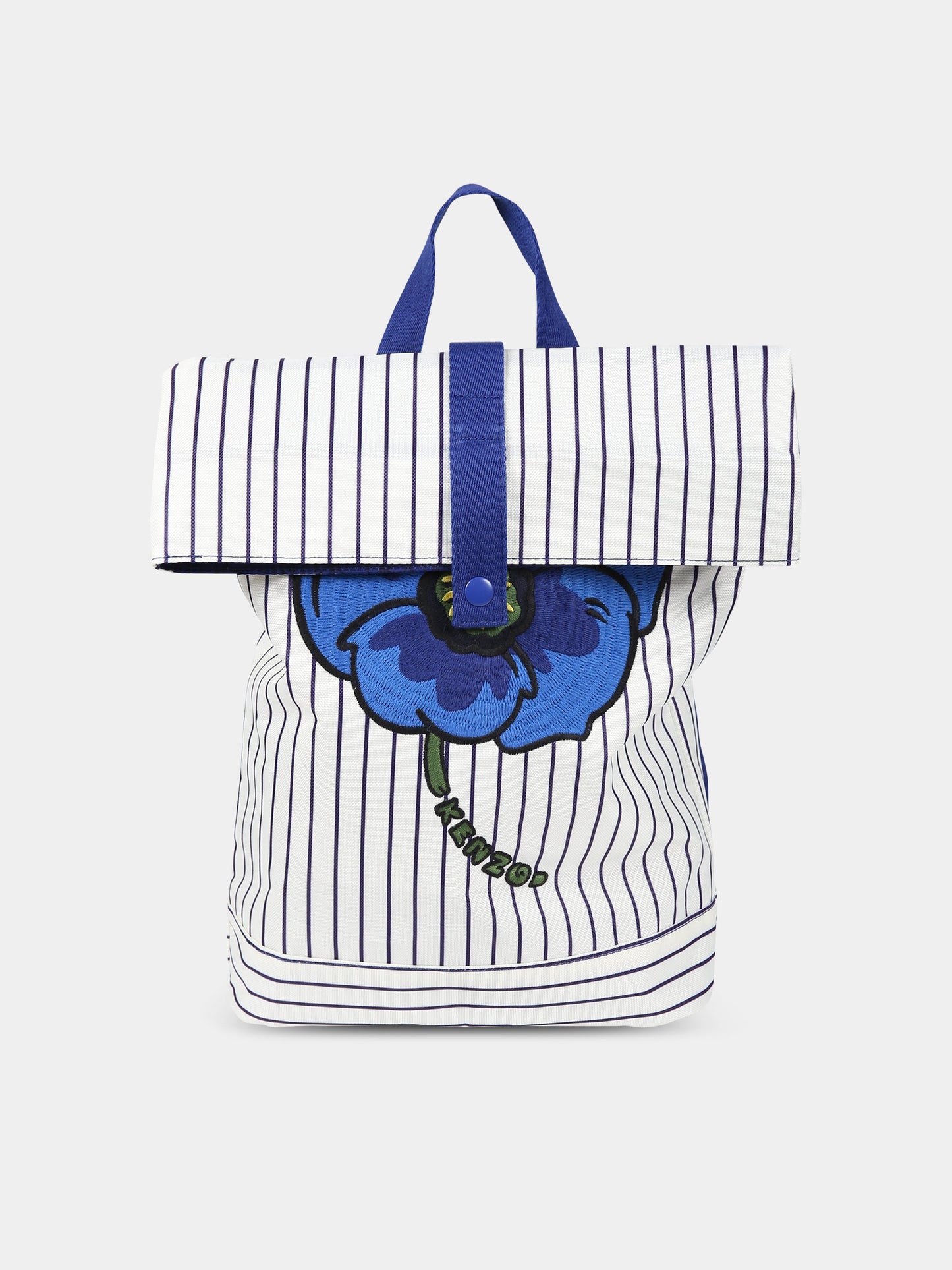 Zaino multicolor per bambino con papavero blu e logo,Kenzo Kids,K50037 845