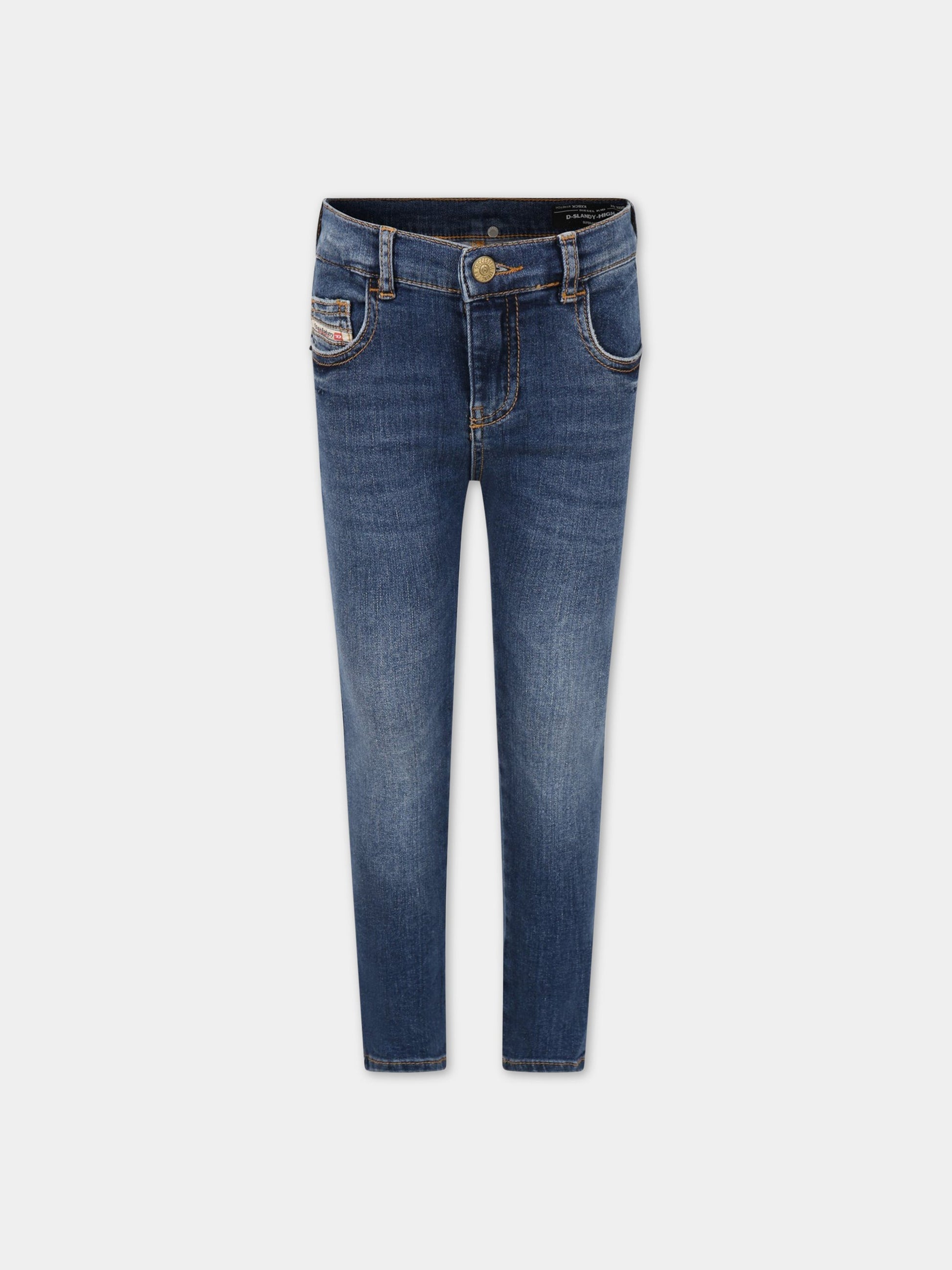 Jeans blu per bambina con logo,Diesel,00J4ZX KXBCK K01