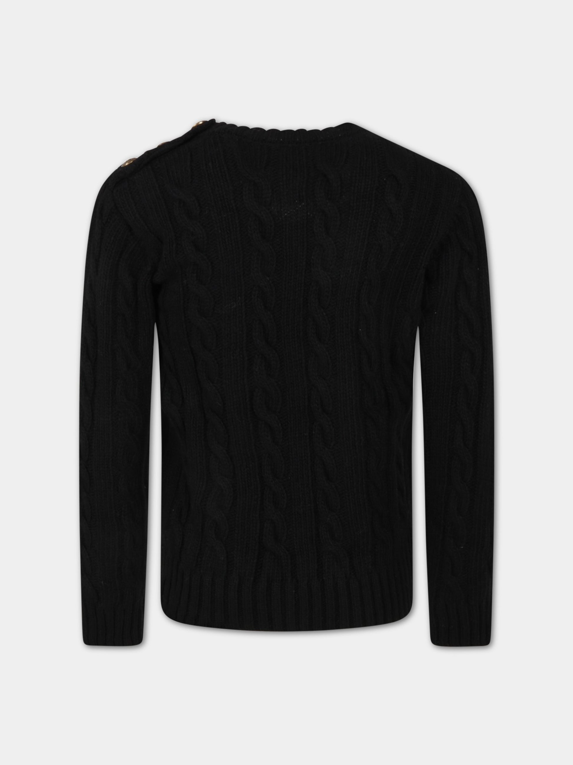 Maglione nero per bambina con logo bianco,Philosophy,PJMA35 YP029 N029