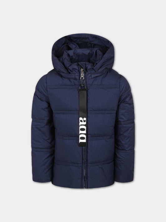 Piumino blu per bambina con logo,Add,ADFGB004 YA186 4010