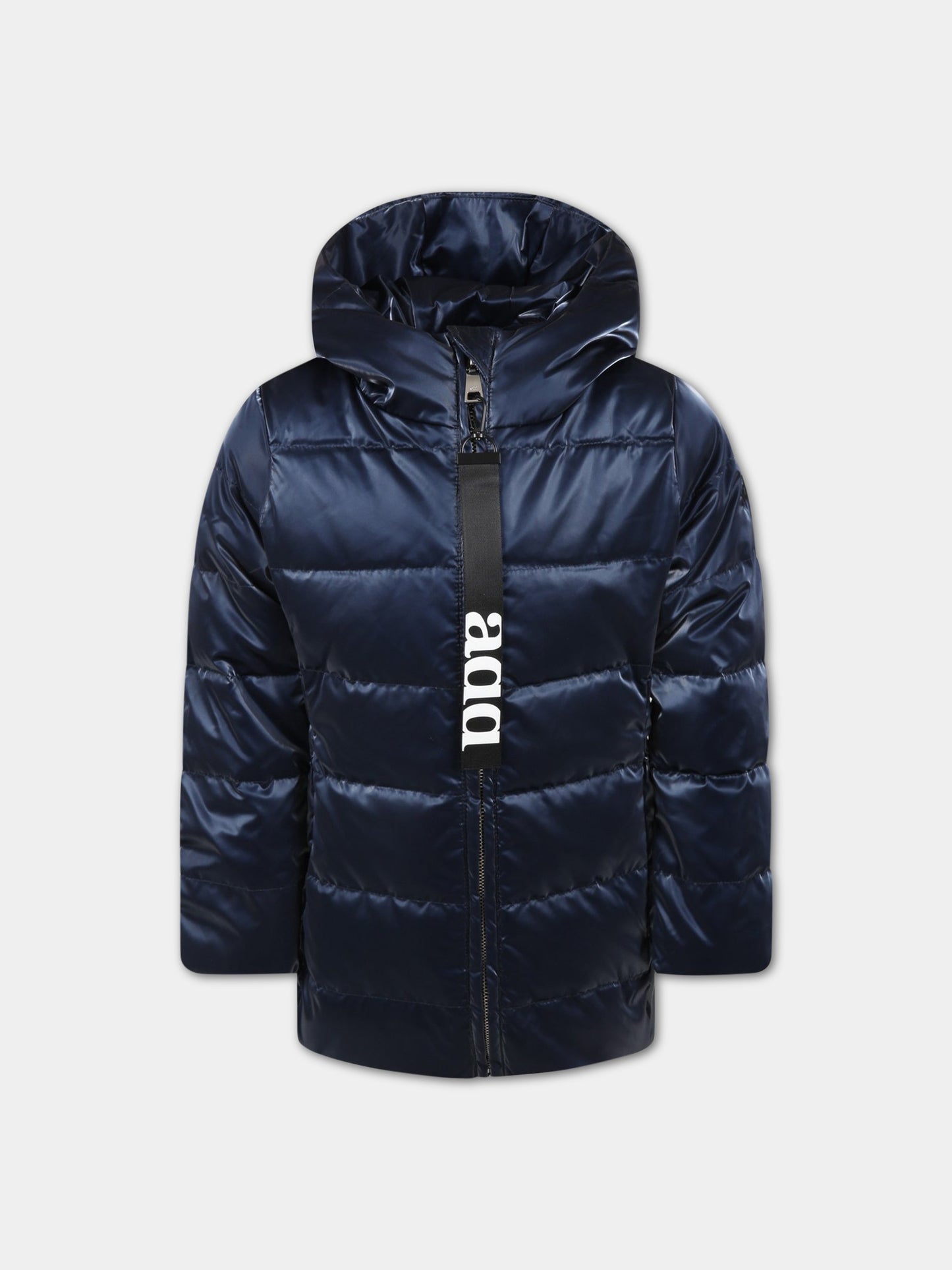 Piumino blu per bambina con logo,Add,ADFGB006 YA182 4020