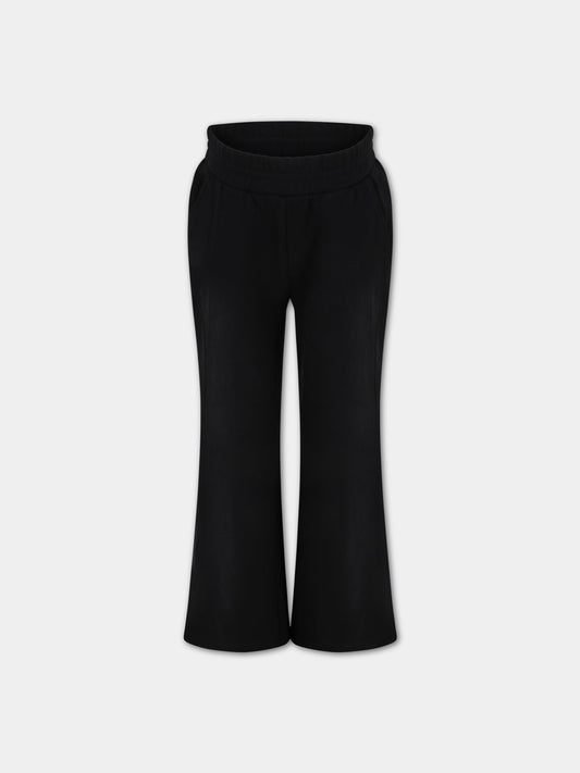 Pantaloni neri da tuta per bambina con patch logato,Dondup Kids,DFPA86 YD010 N000