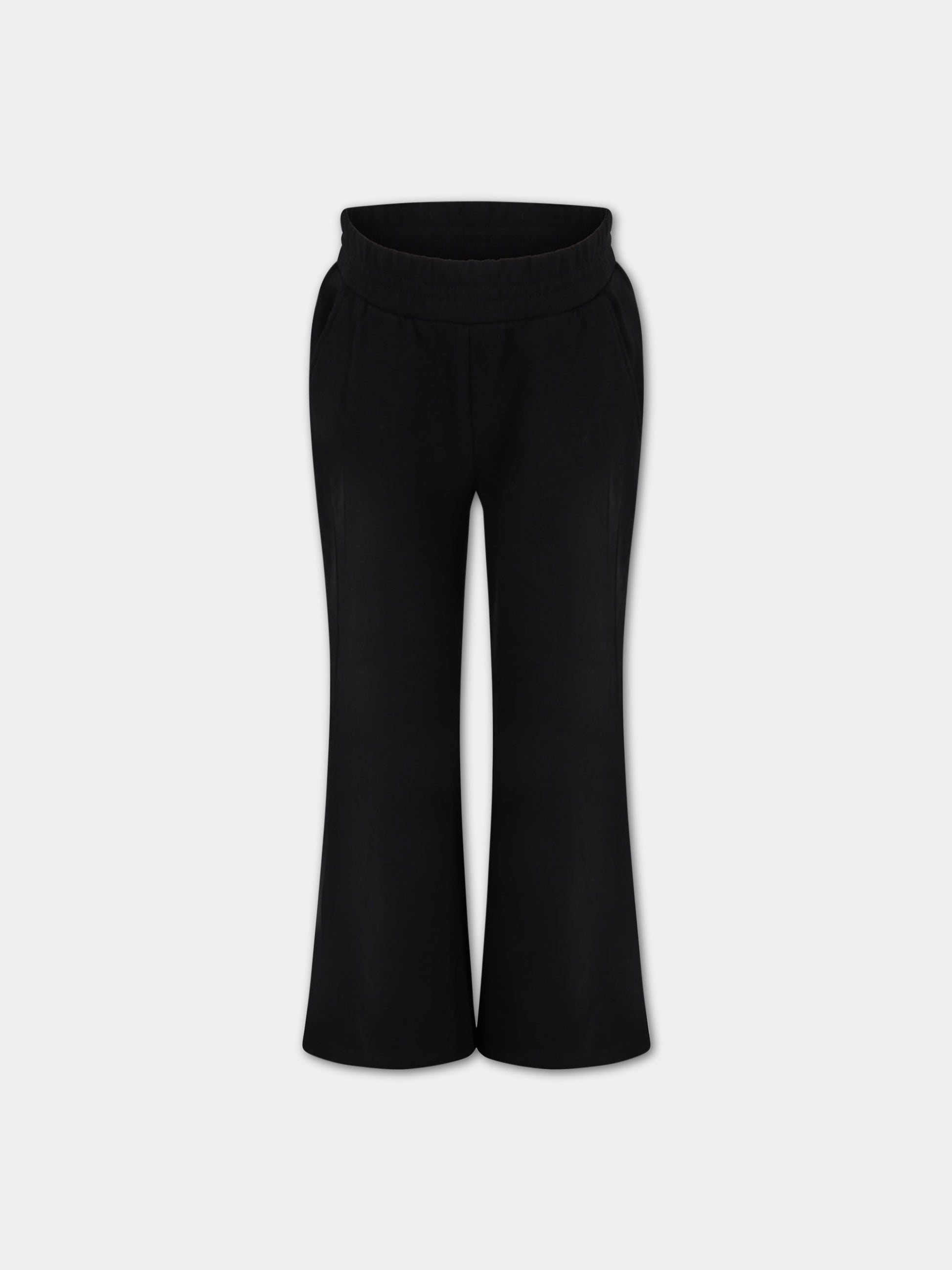 Pantaloni neri da tuta per bambina con patch logato,Dondup Kids,DFPA86 YD010 N000