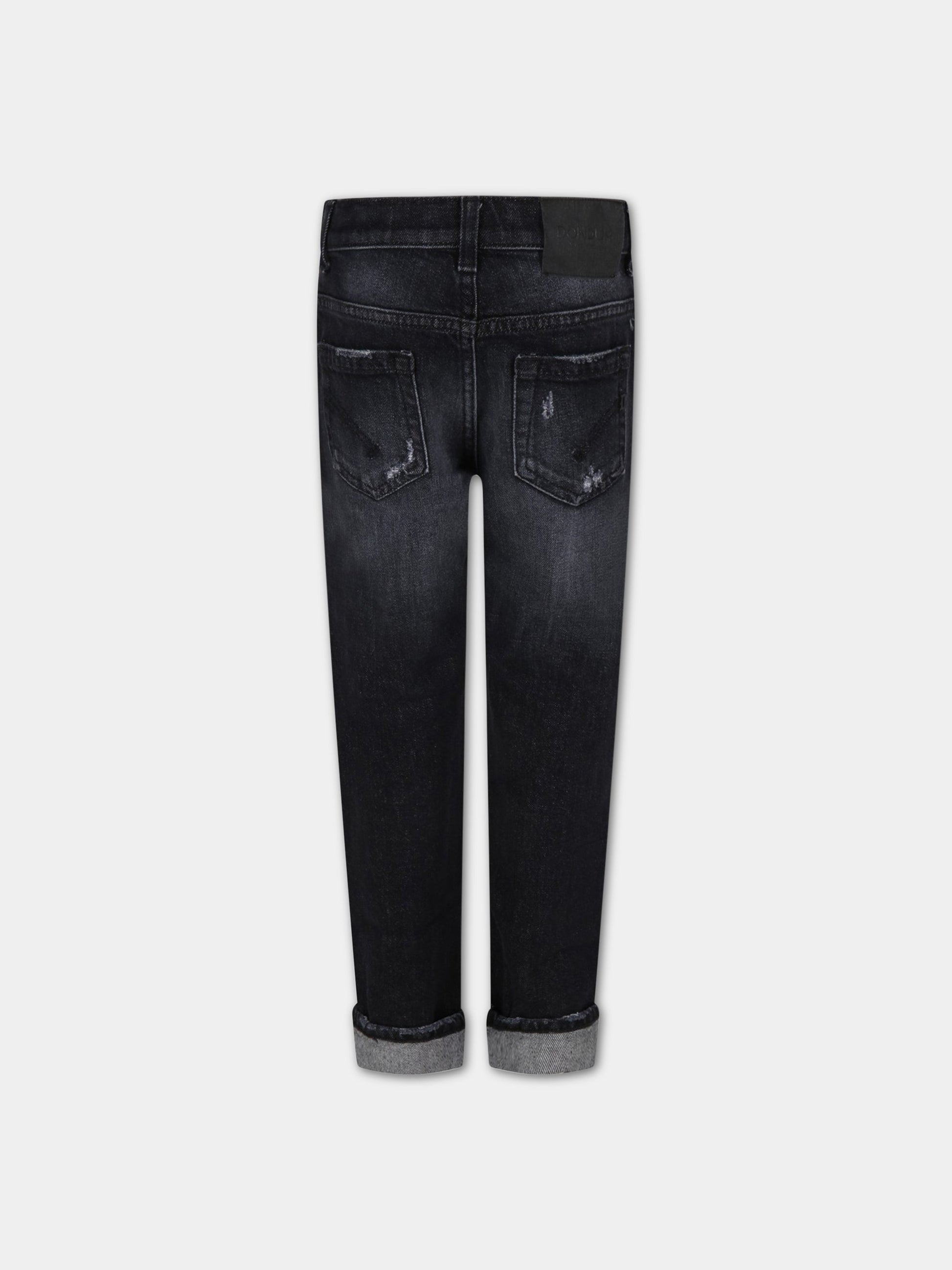 Jeans  Brighton  nero per bambino con patch logato,Dondup Kids,DMPA164 YD027 N020