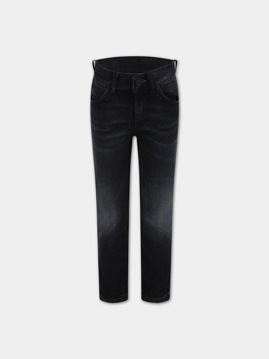 Jeans  George  nero per bambino con patch logato,Dondup Kids,DMPA168 YD027 N020