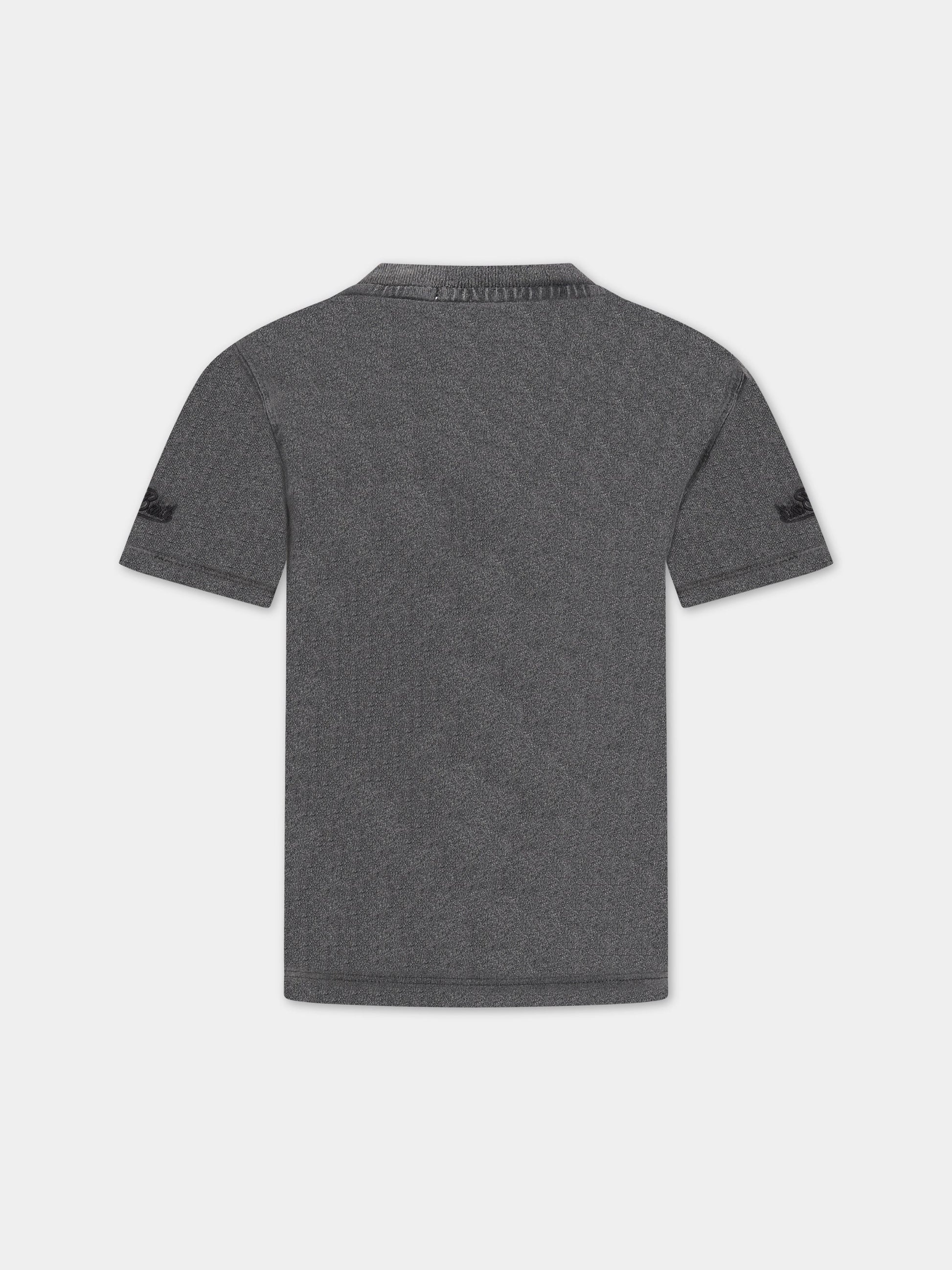 T-shirt grigia per bambino con stampa Snoopy, scritta  Saturday Night  e logo,Mc2 Saint Barth,JOSH SNOOPY DANCER 00