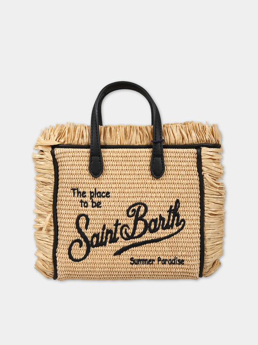 Borsa beige per bambina con logo,Mc2 Saint Barth,VANITY MINI STRAW 1100 EMB