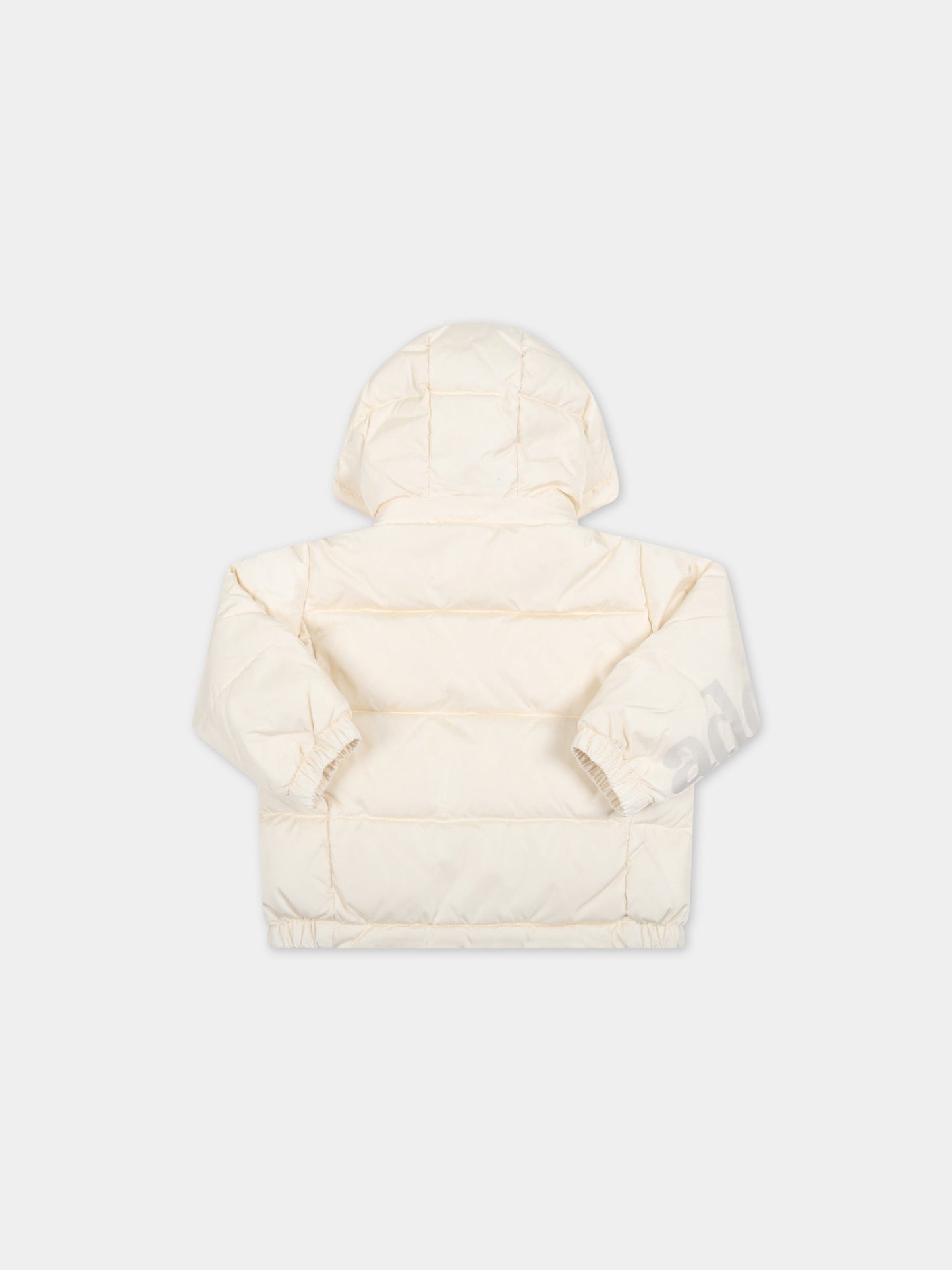 Piumino avorio per neonati con logo grigio,Add,ADNGB002 YA176 000