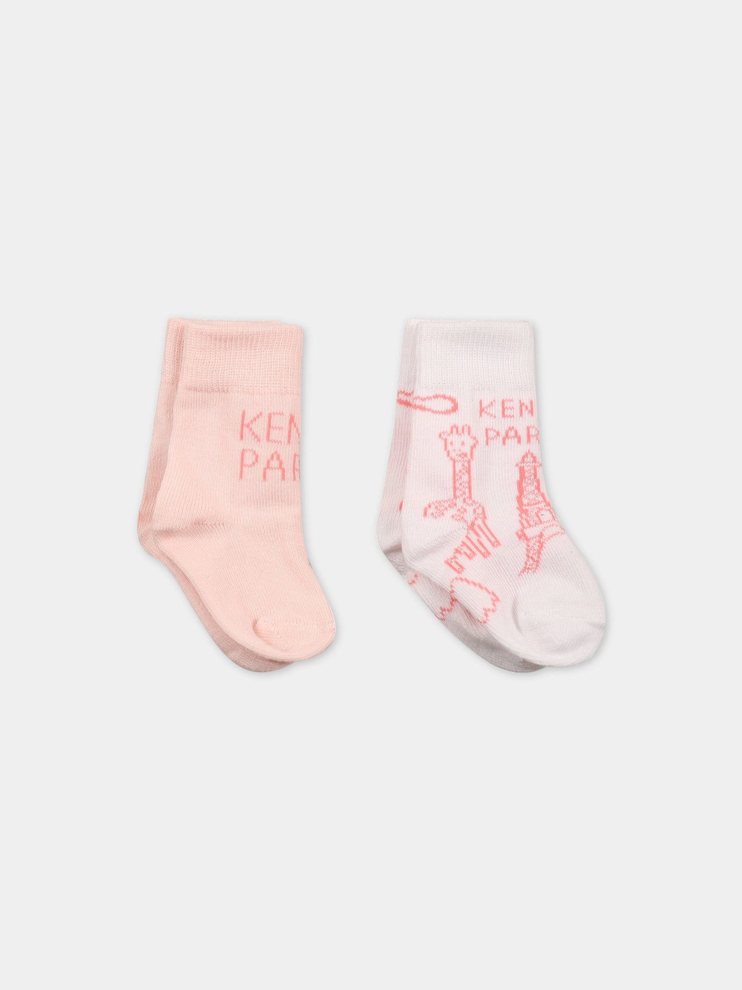 Set multicolor per neonata con giraffe  e logo,Kenzo Kids,K90093 453