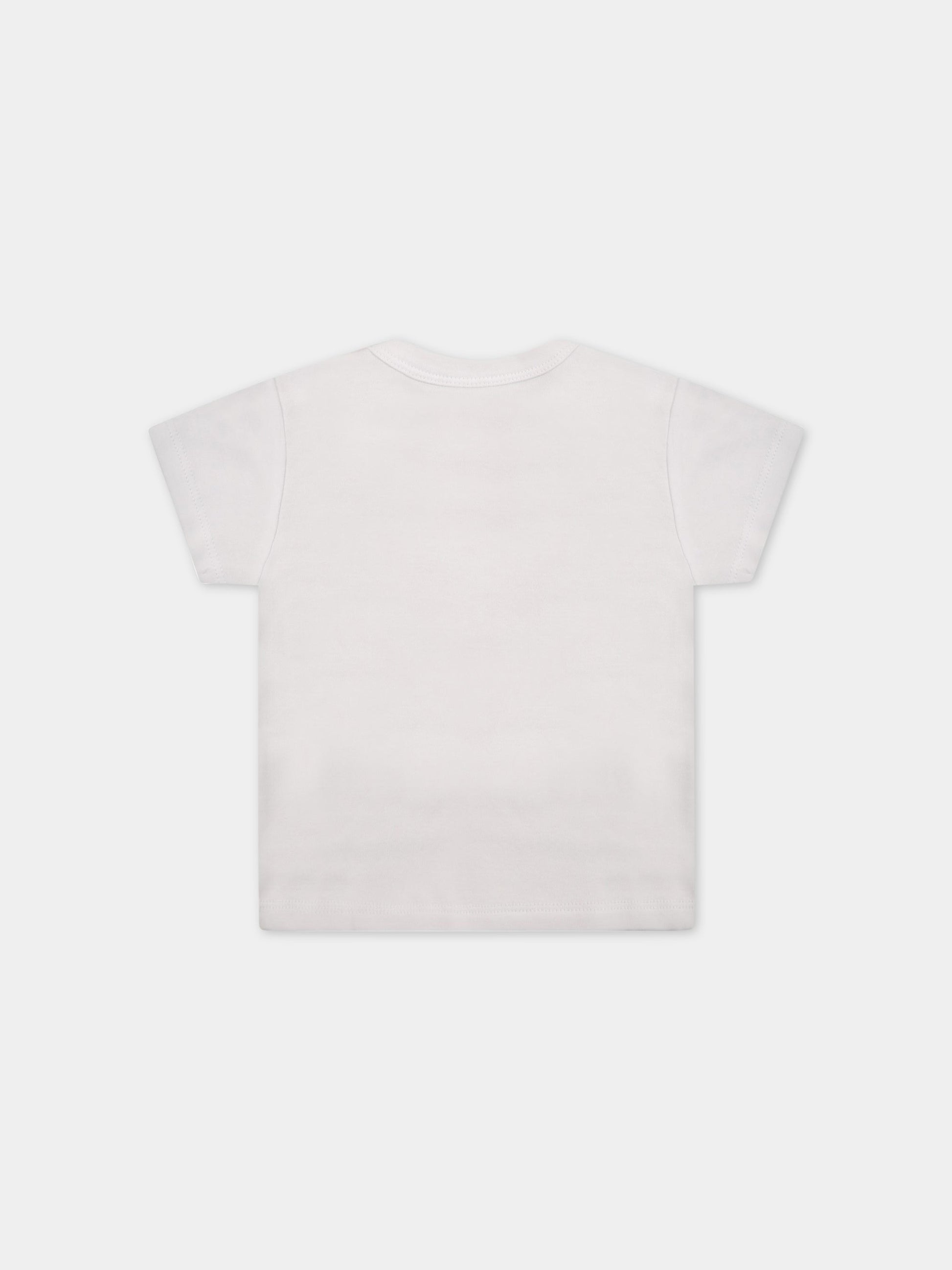 T-shirt bianca per neonata con giraffa,Kenzo Kids,K95082 10P