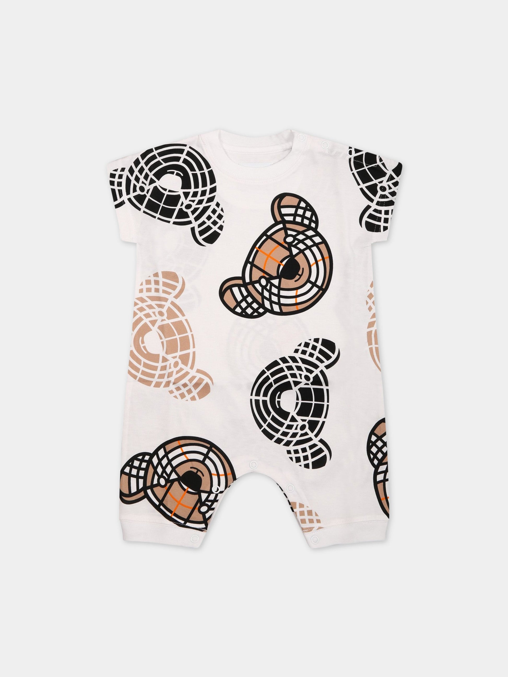 Pagliaccetto bianco per neonati con Thomas Bears all-over,Burberry Kids,8062579