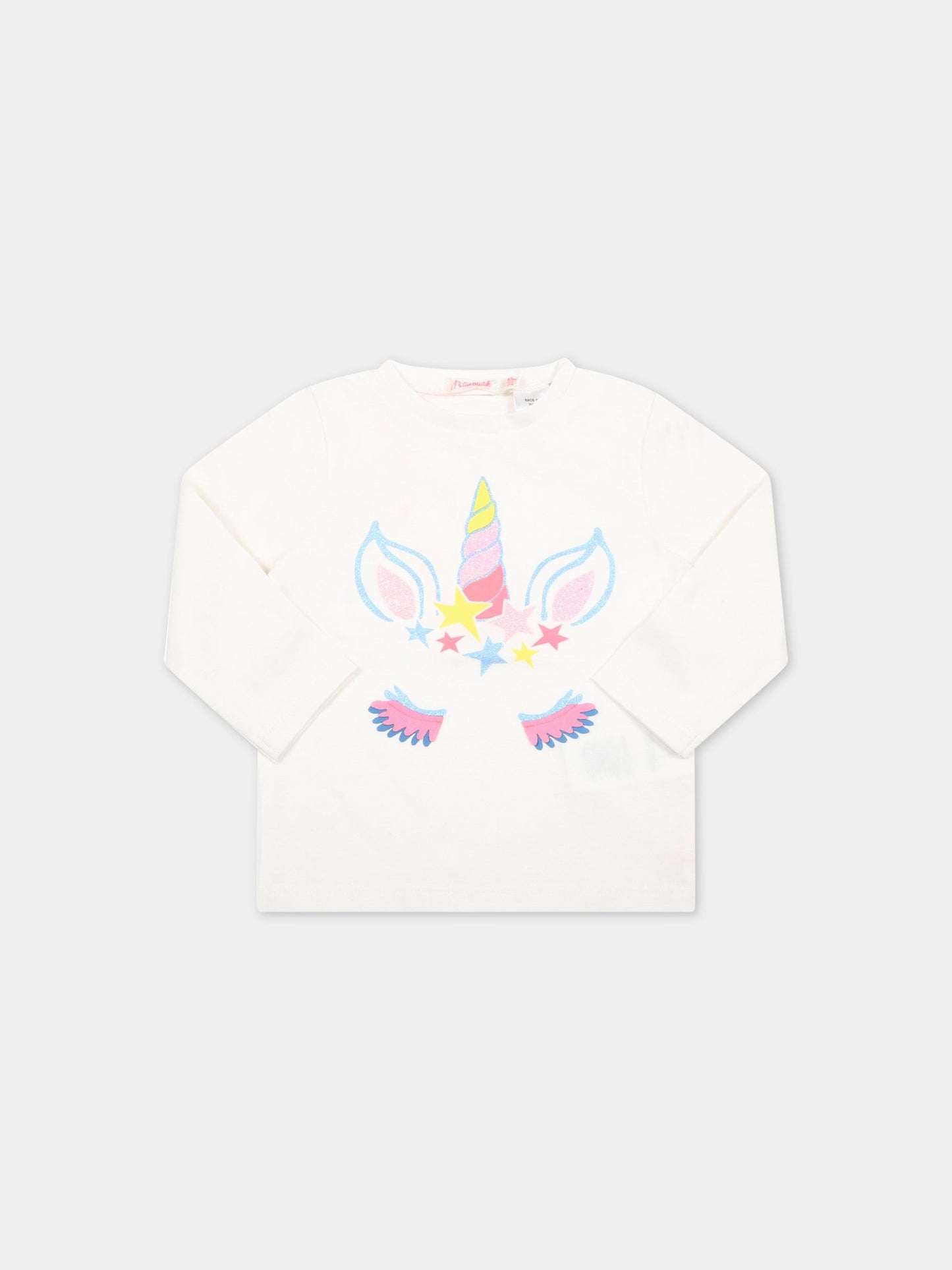 T-shirt avorio per neonata con unicorno,Billieblush,U05364 121