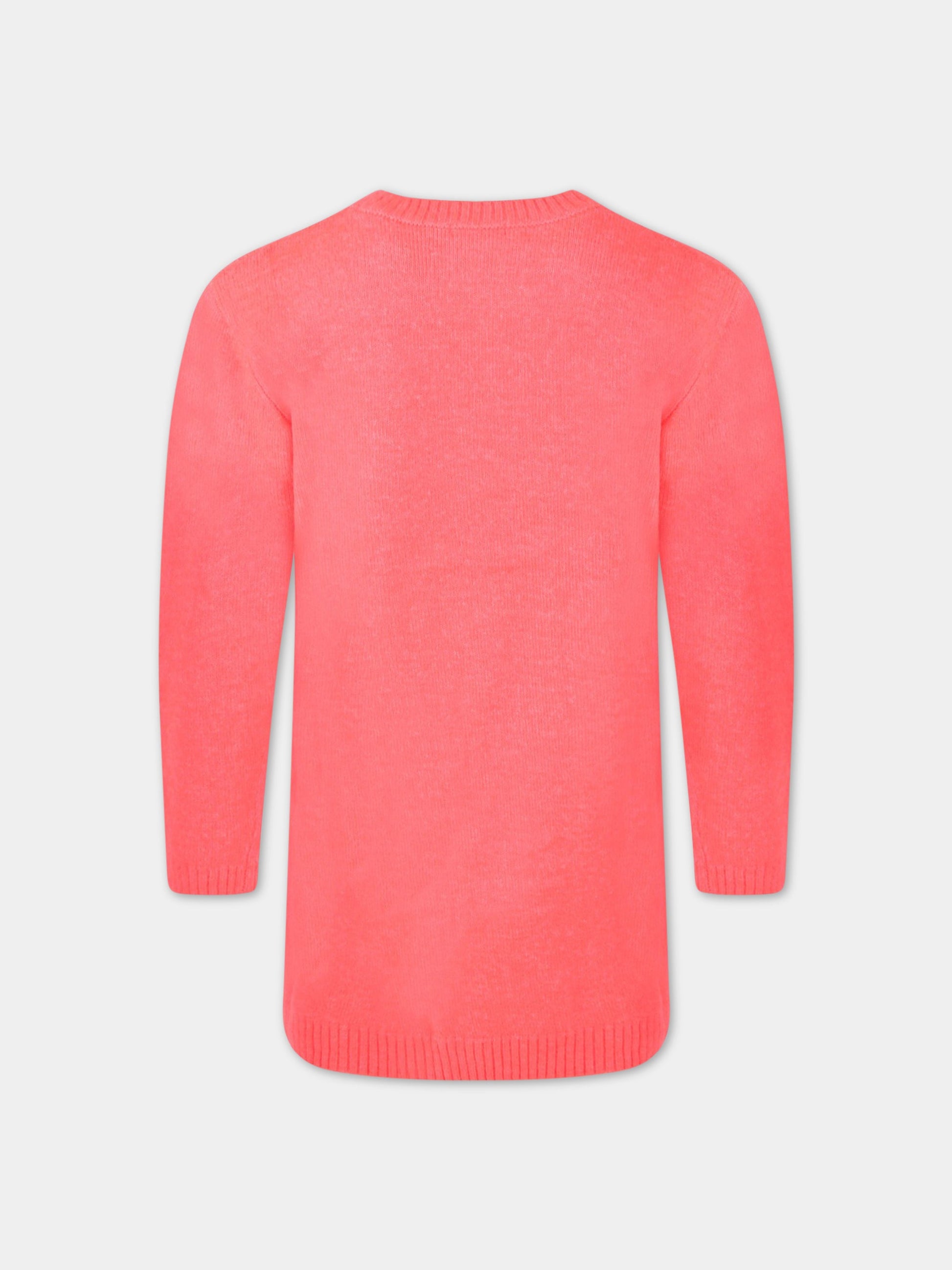 Vestito fucsia fluo per bambina con libellula di strass,Billieblush,U12675 499