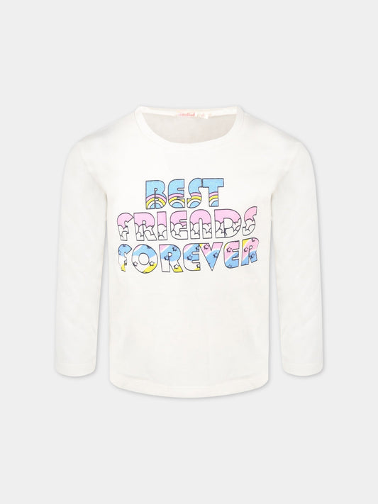 T-shirt avorio per bambina con scritta,Billieblush,U15922 121