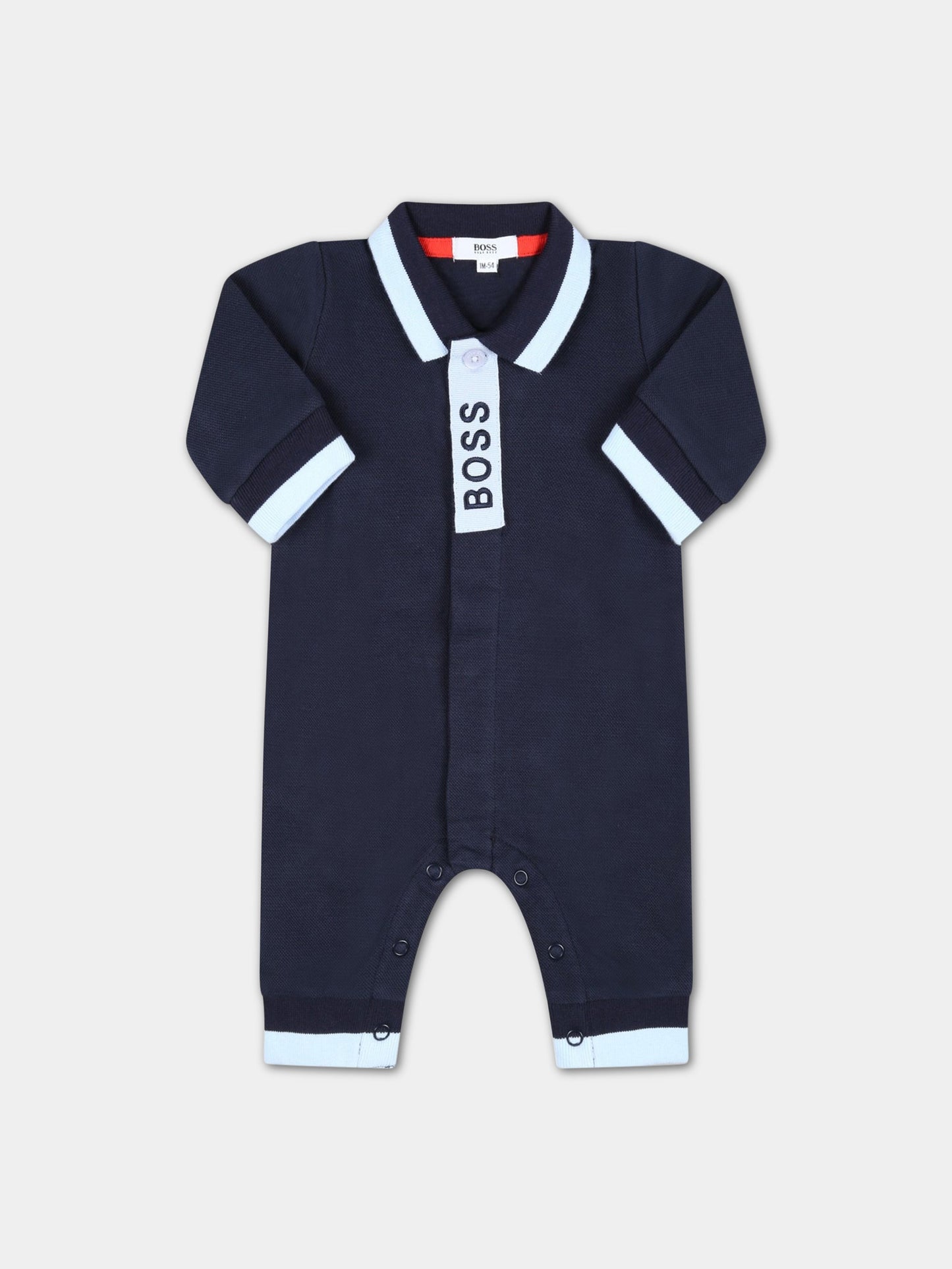 Pagliaccetto blu per neonato con logo,Hugo Boss,J94296 849