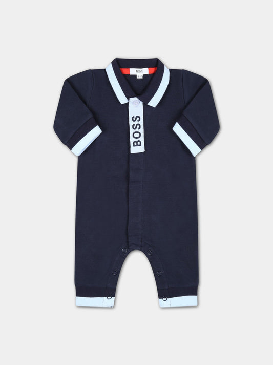 Pagliaccetto blu per neonato con logo,Hugo Boss,J94296 849