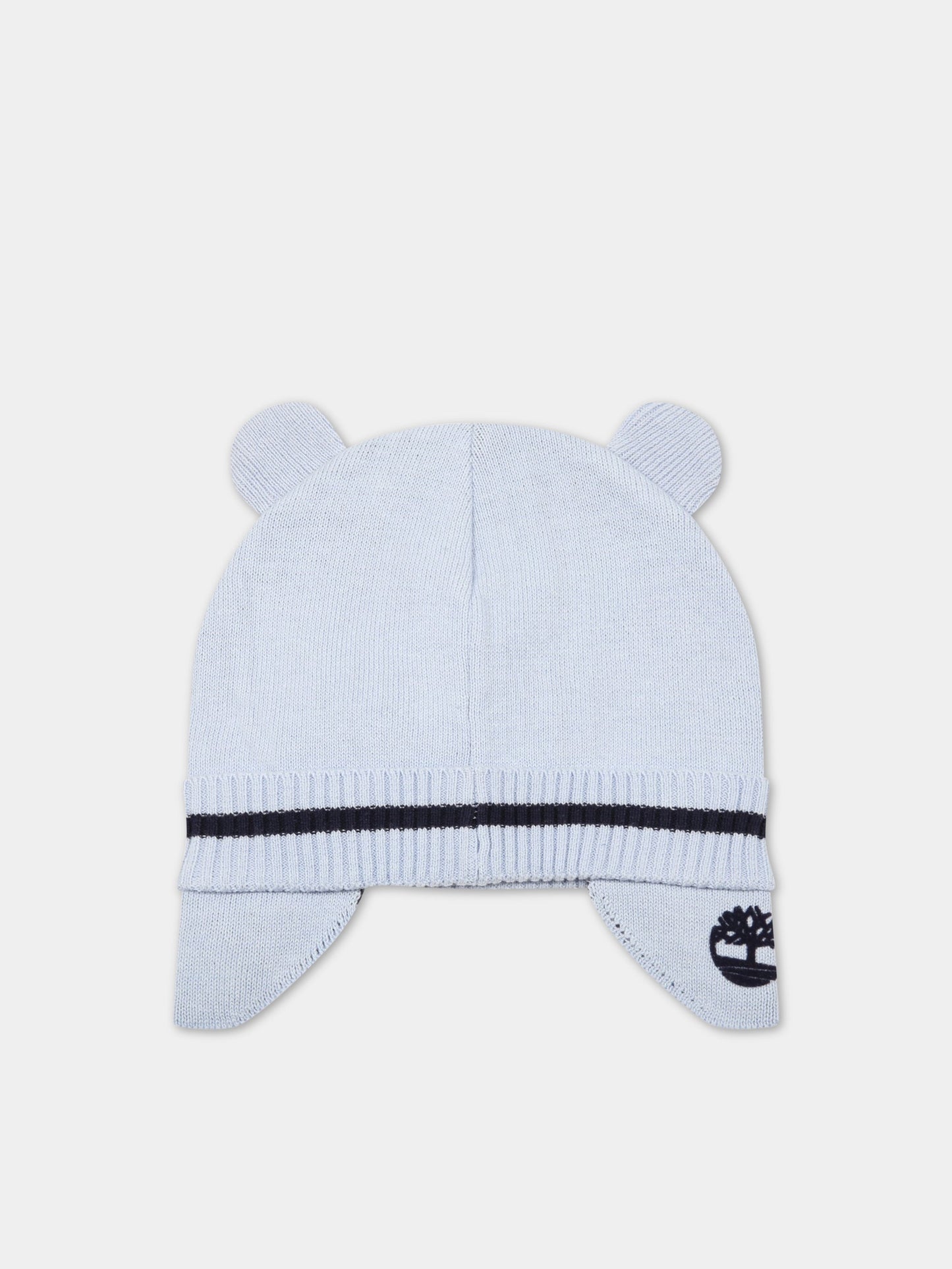 Cappello celeste per neonato con logo blu ricamato,Timberland,T91267 781