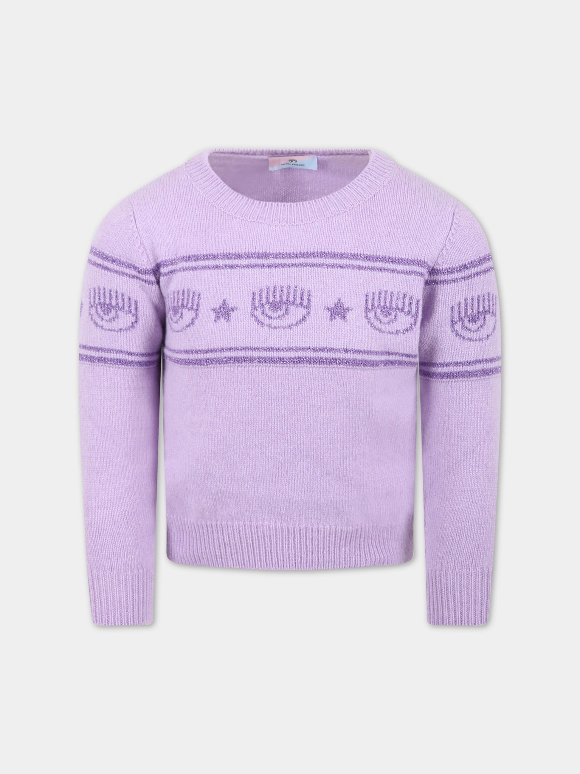Maglione viola per bambina con Eyelike,Chiara Ferragni Collection,590624 0060 0064