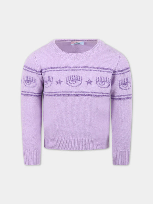 Maglione viola per bambina con Eyelike,Chiara Ferragni Collection,590624 0060 0064
