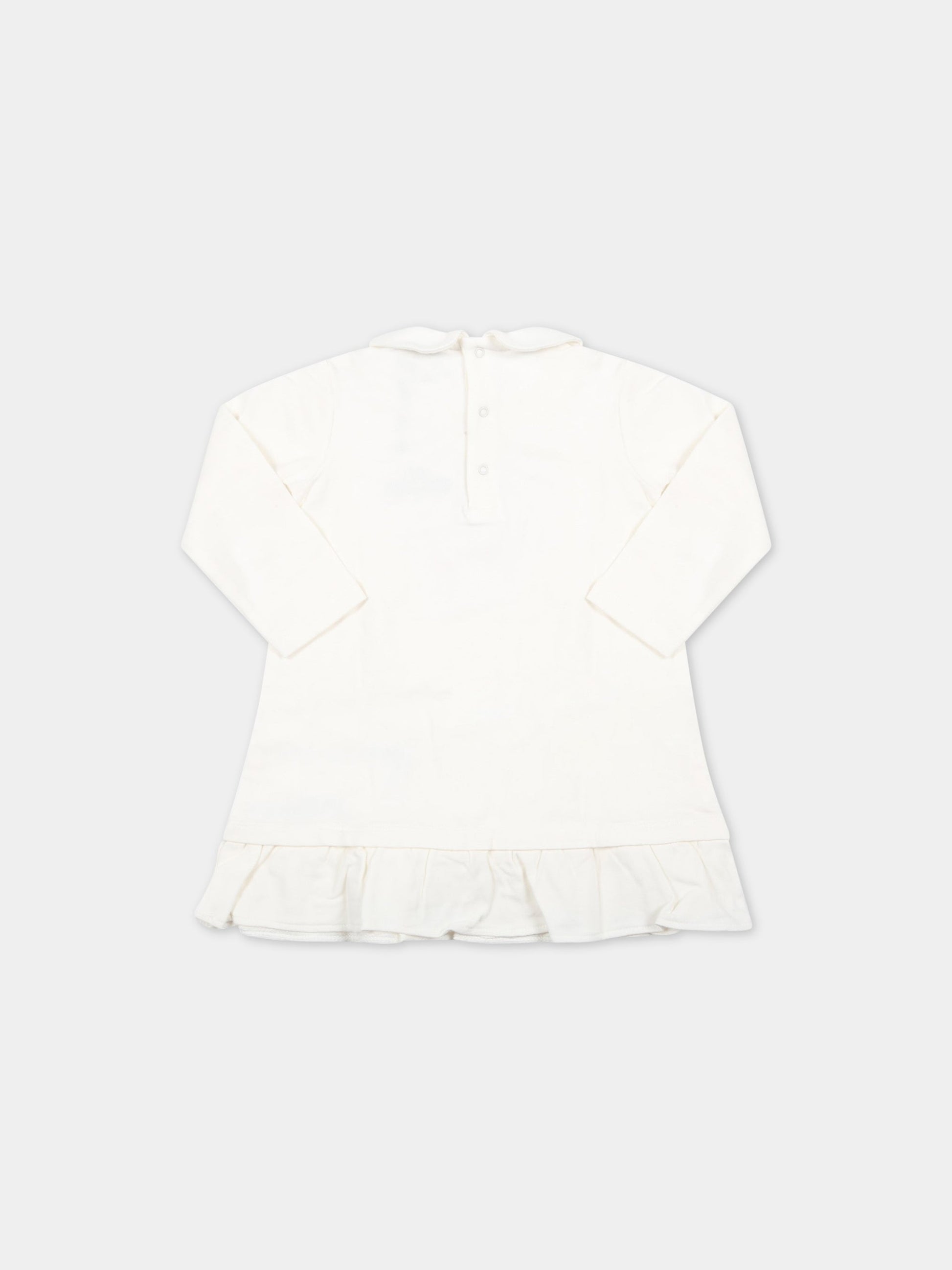 Vestito avorio per neonata con Teddy Bear e fiocco,Moschino Kids,MDV09X LDA14 10063