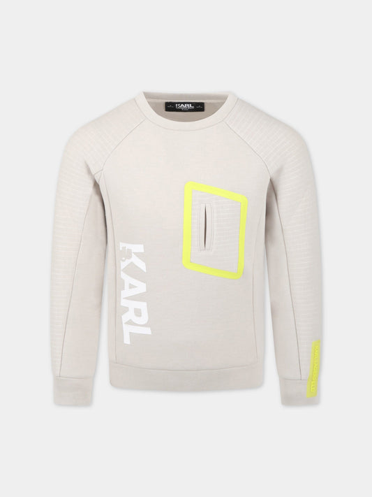 Felpa avorio per bambino con loghi,Karl Lagerfeld Kids,Z25377 23D