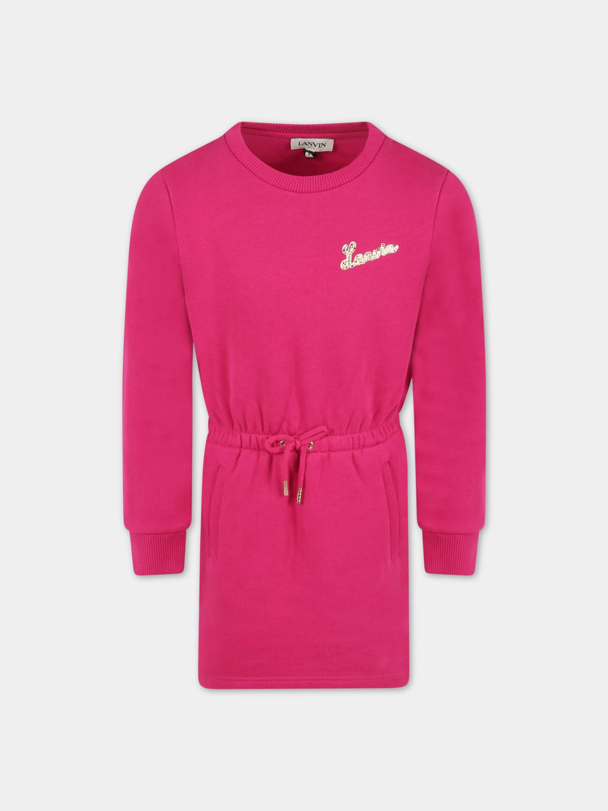 Vestito fucsia per bambina con logo,Lanvin Petite,N12047 490