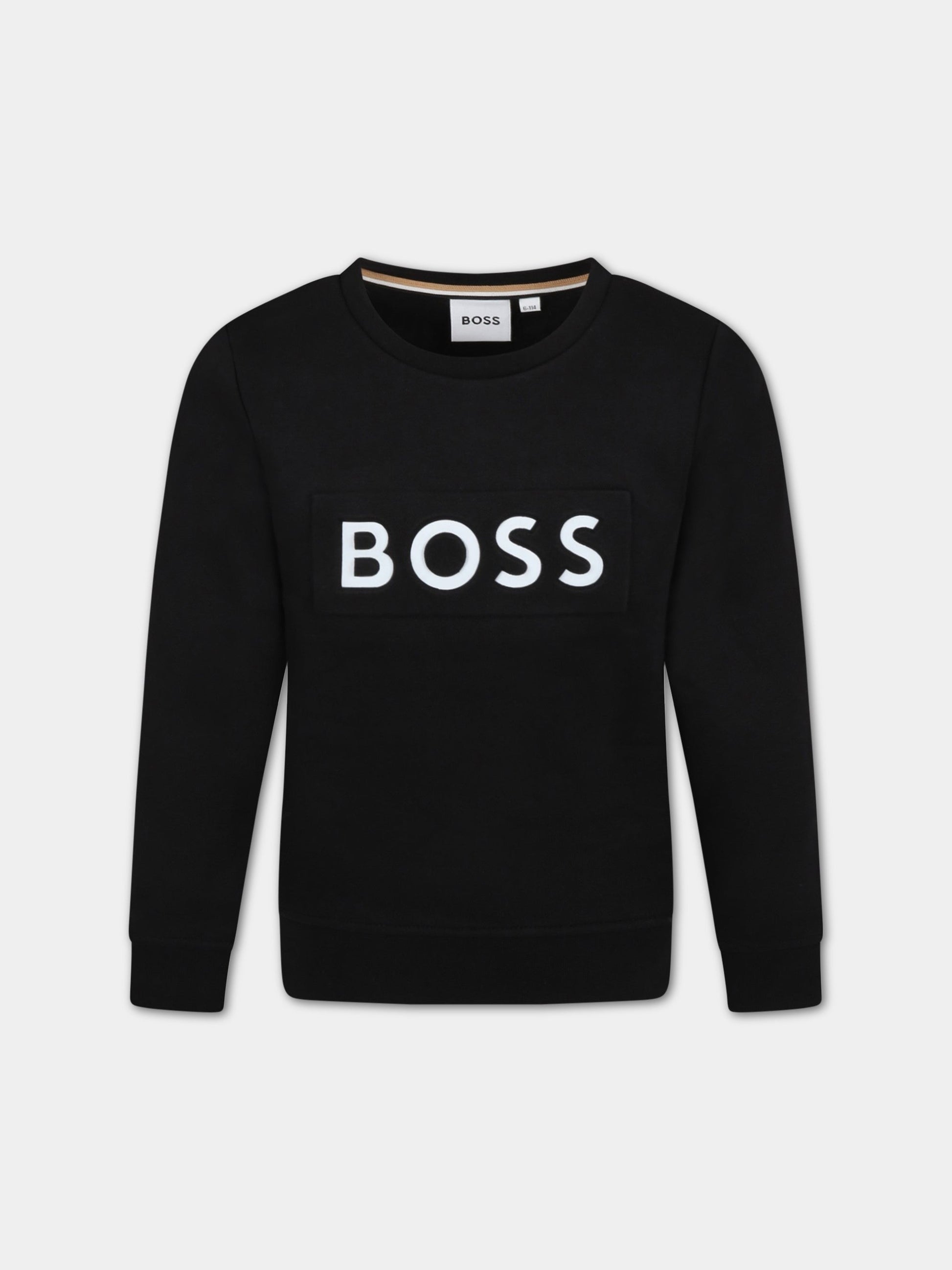 Felpa nera per bambino con logo,Hugo Boss,J25M51 09B