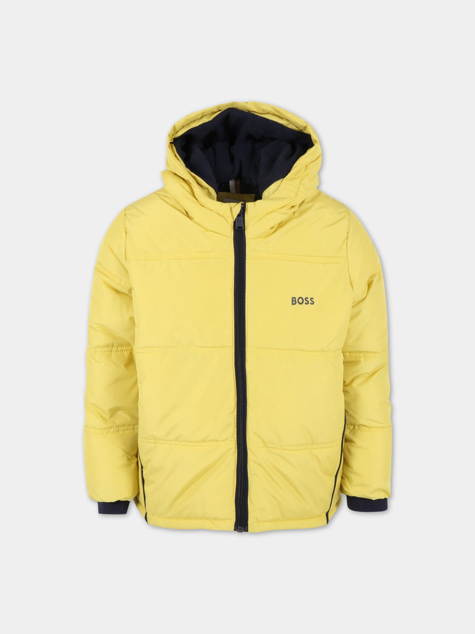 Piumino giallo per bambino con logo,Hugo Boss,J26488 616