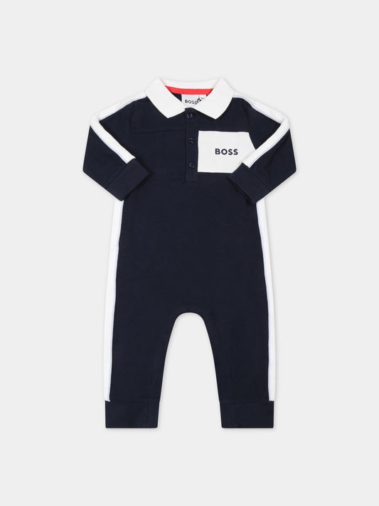 Tutina blu per neonato con logo,Hugo Boss,J94321 849