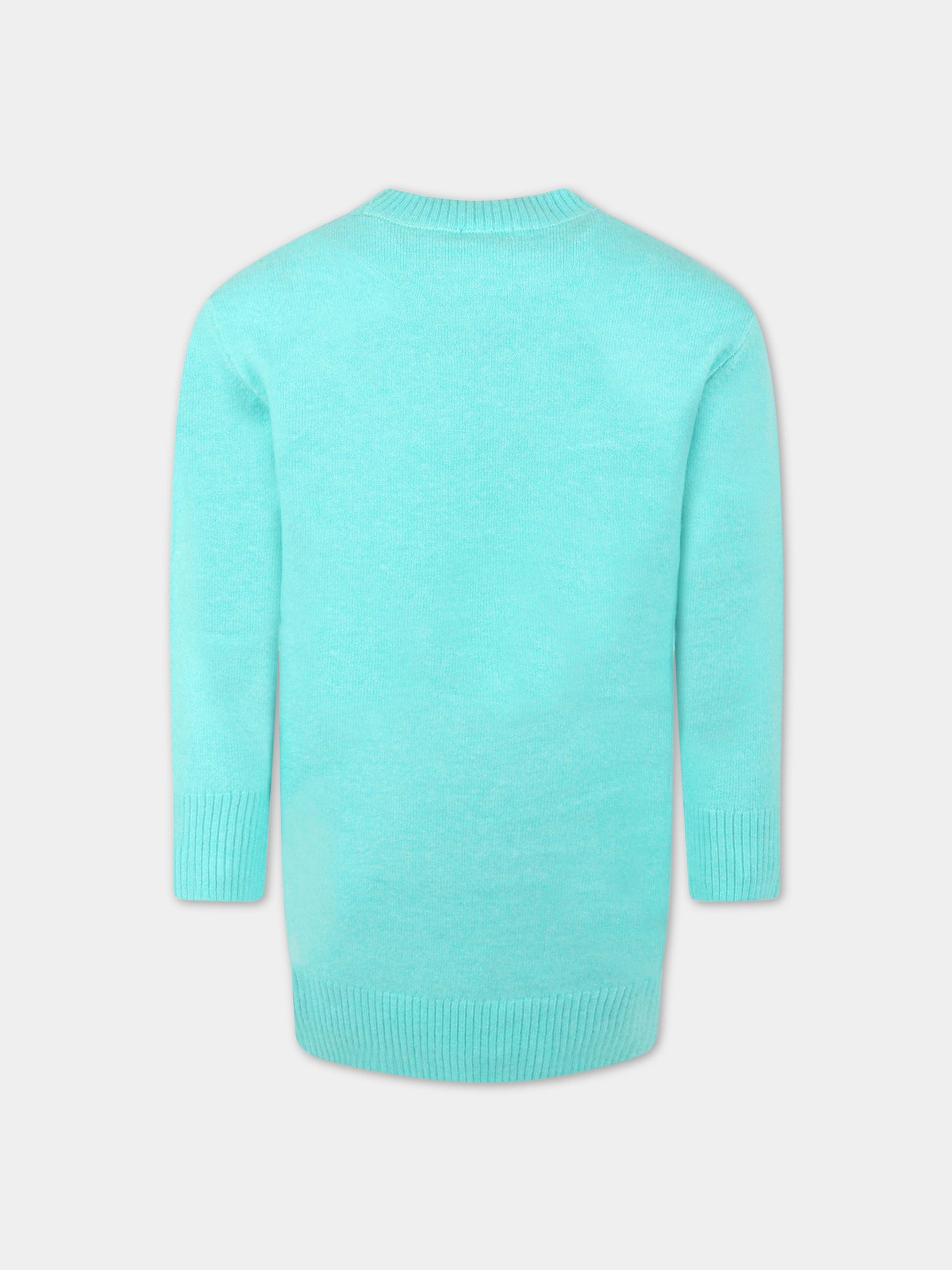 Vestito verdeacqua per bambina con occhiali da sole,Billieblush,U12756 75P