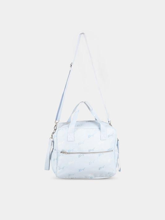 Borsa mamma celeste per neonato con loghi,Kenzo Kids,K90083 79B
