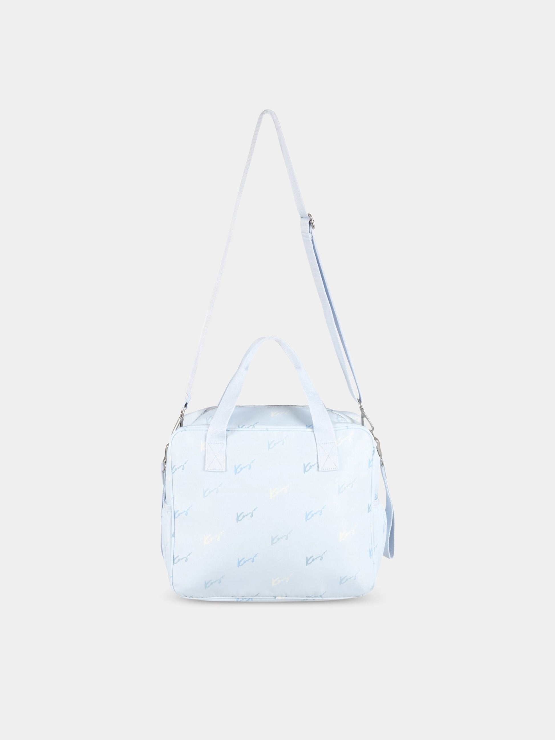 Borsa mamma celeste per neonato con loghi,Kenzo Kids,K90083 79B