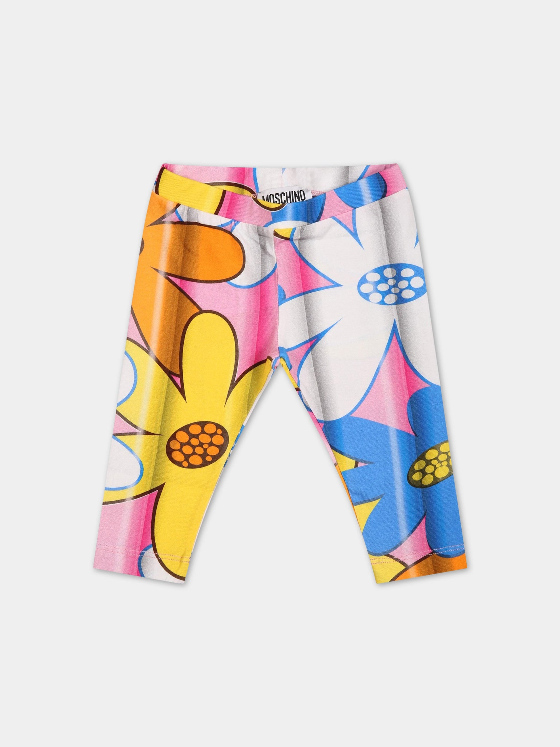 Leggings multicolor per neonata con stampa,Moschino Kids,M2P02N LBB3D 84606