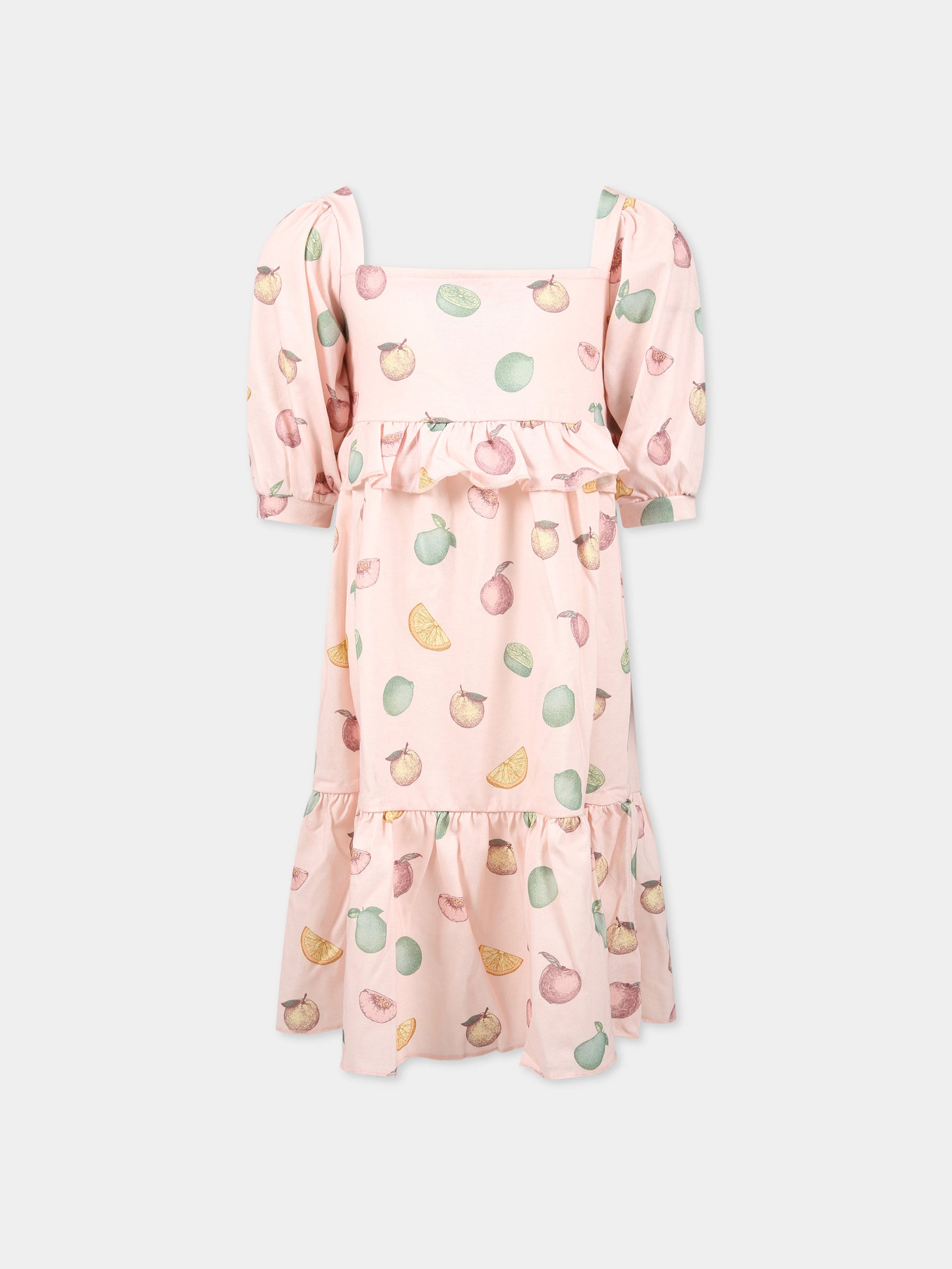 Vestito rosa per bambina con stampa frutta,Coco Au Lait,14COCO1033