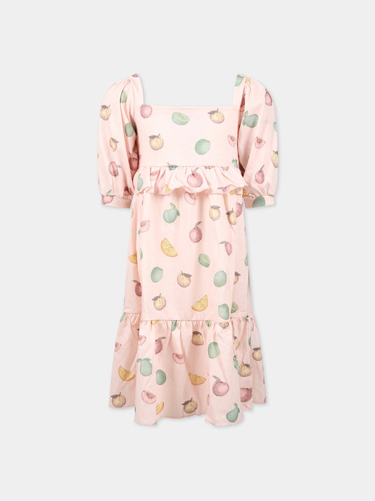 Vestito rosa per bambina con stampa frutta,Coco Au Lait,14COCO1033